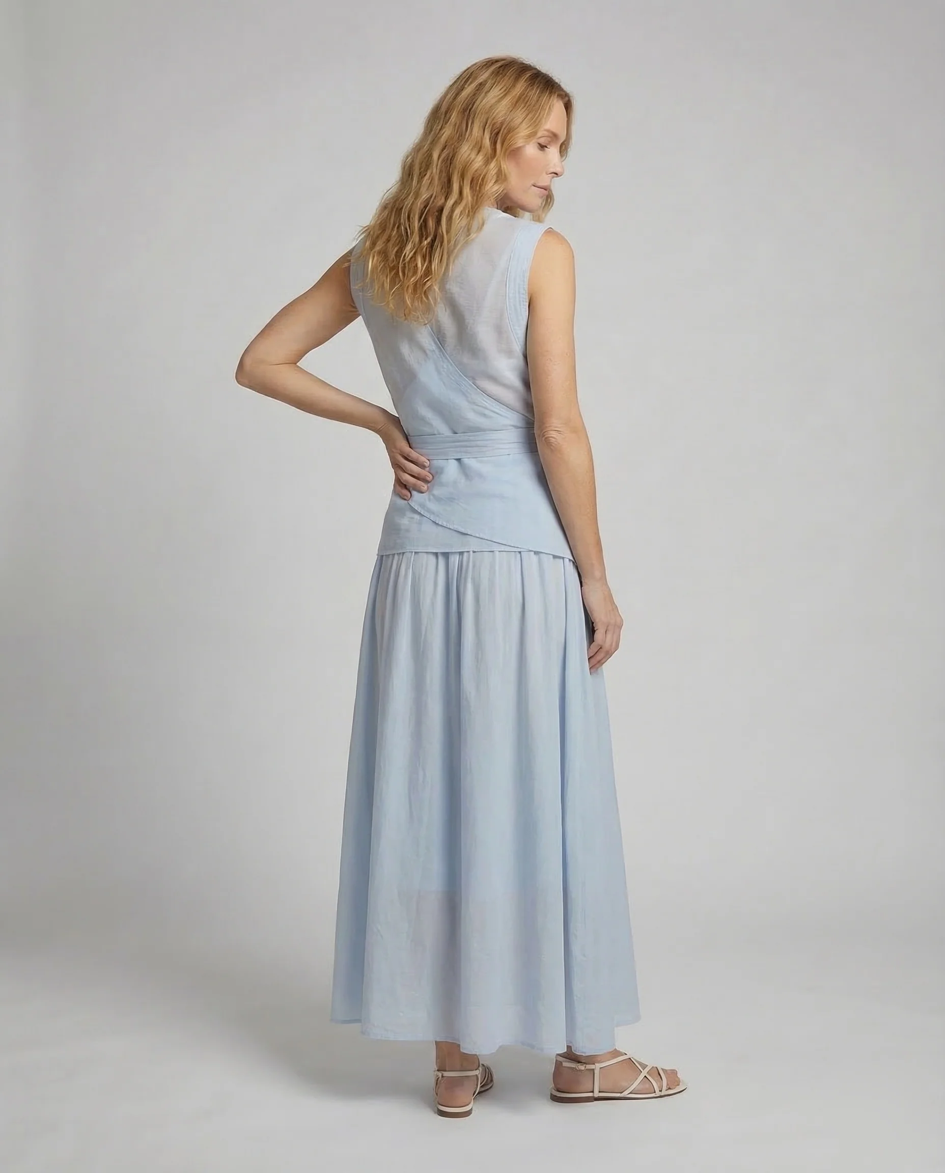 Damen Wickelkleid Maxi Asymmetrisch - Image 4