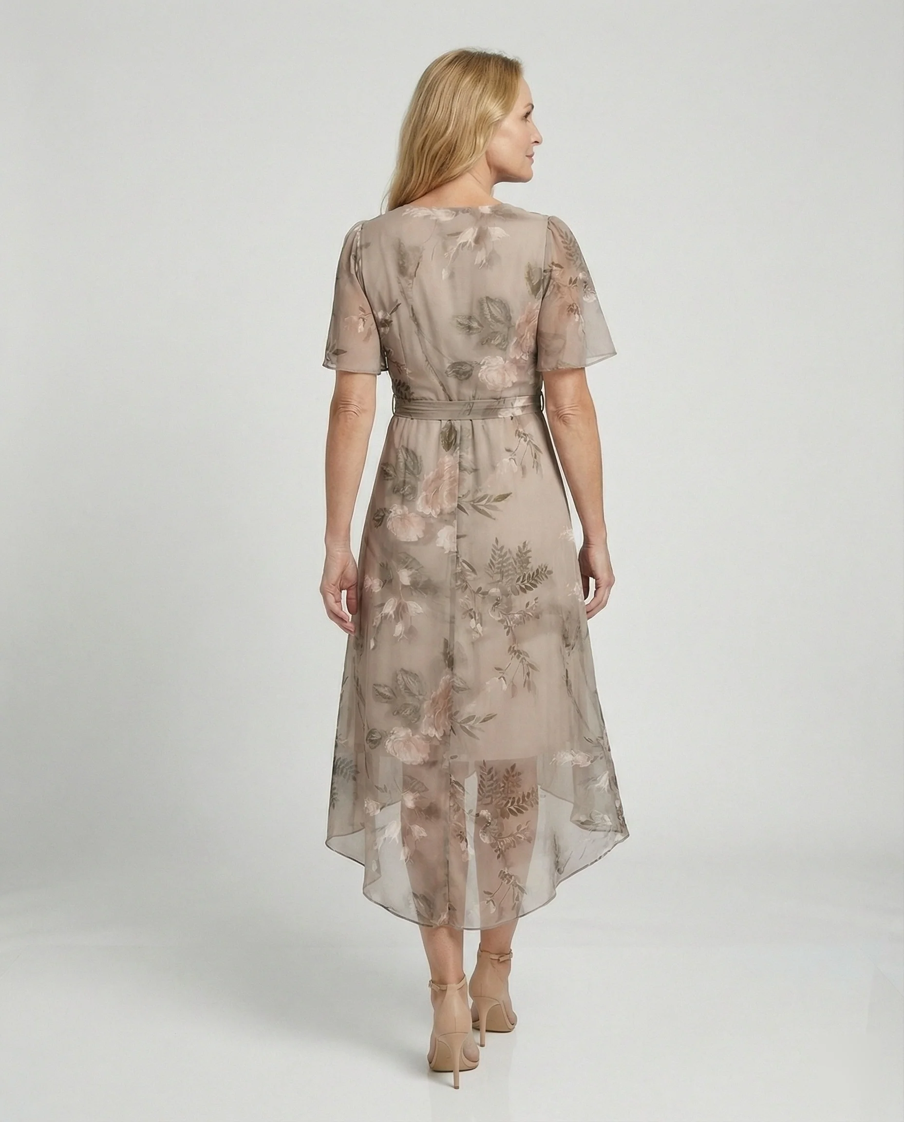 Damen Midikleid Wickelkleid Chiffon - Image 10