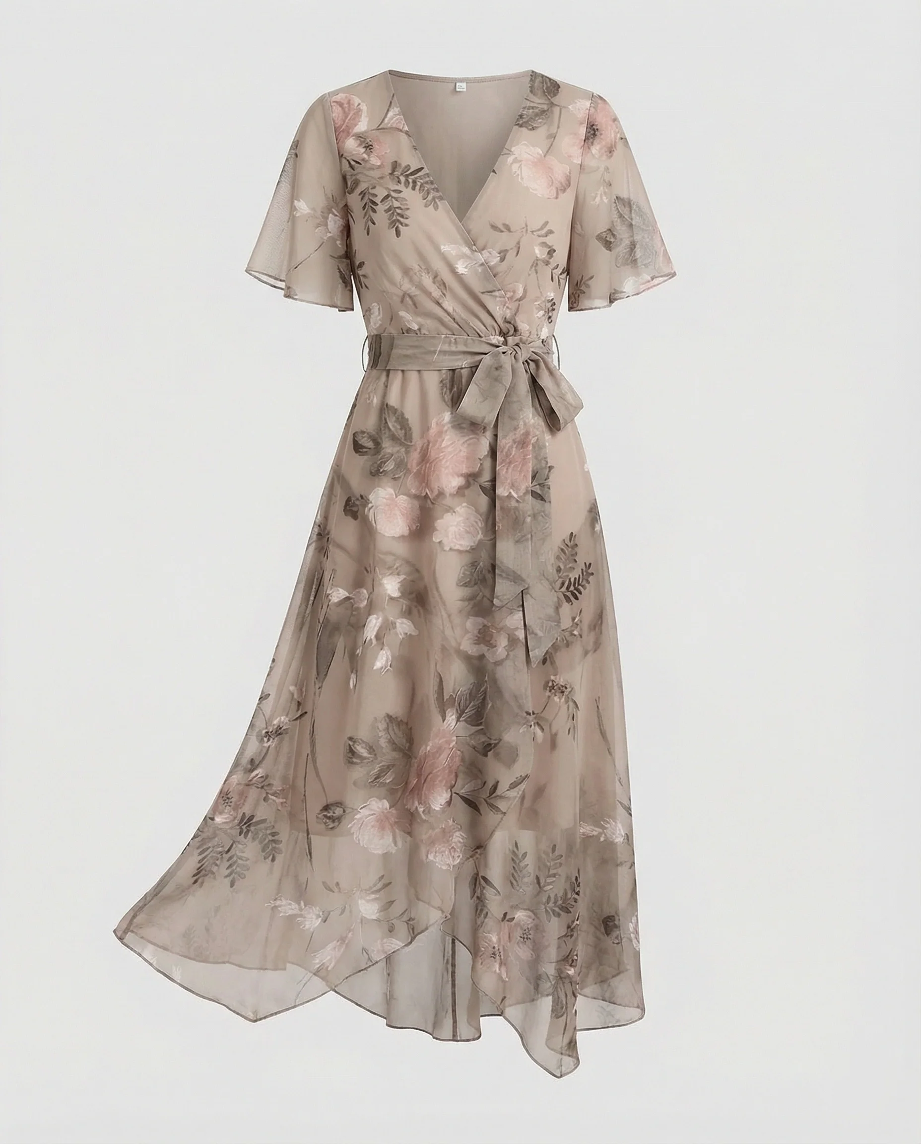 Damen Midikleid Wickelkleid Chiffon - Image 2