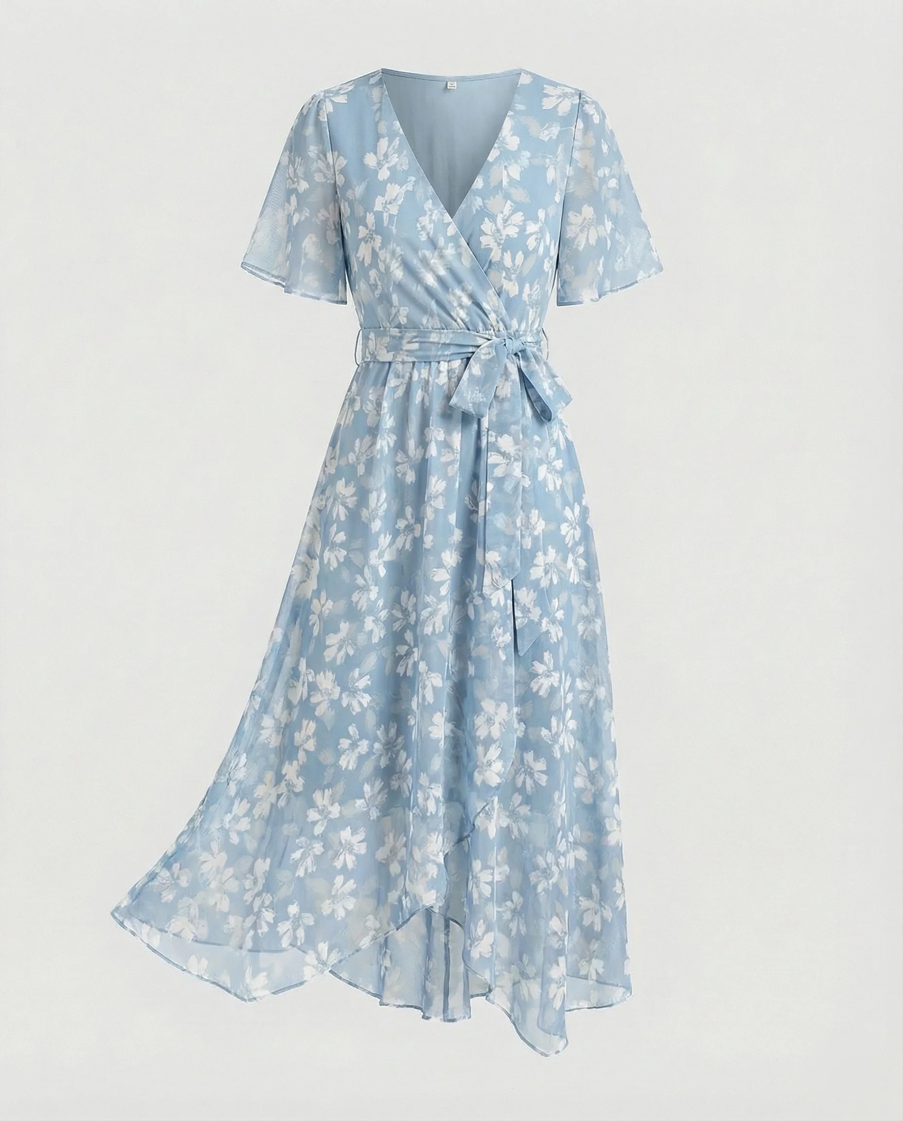 Damen Midikleid Wickelkleid Chiffon - Image 4