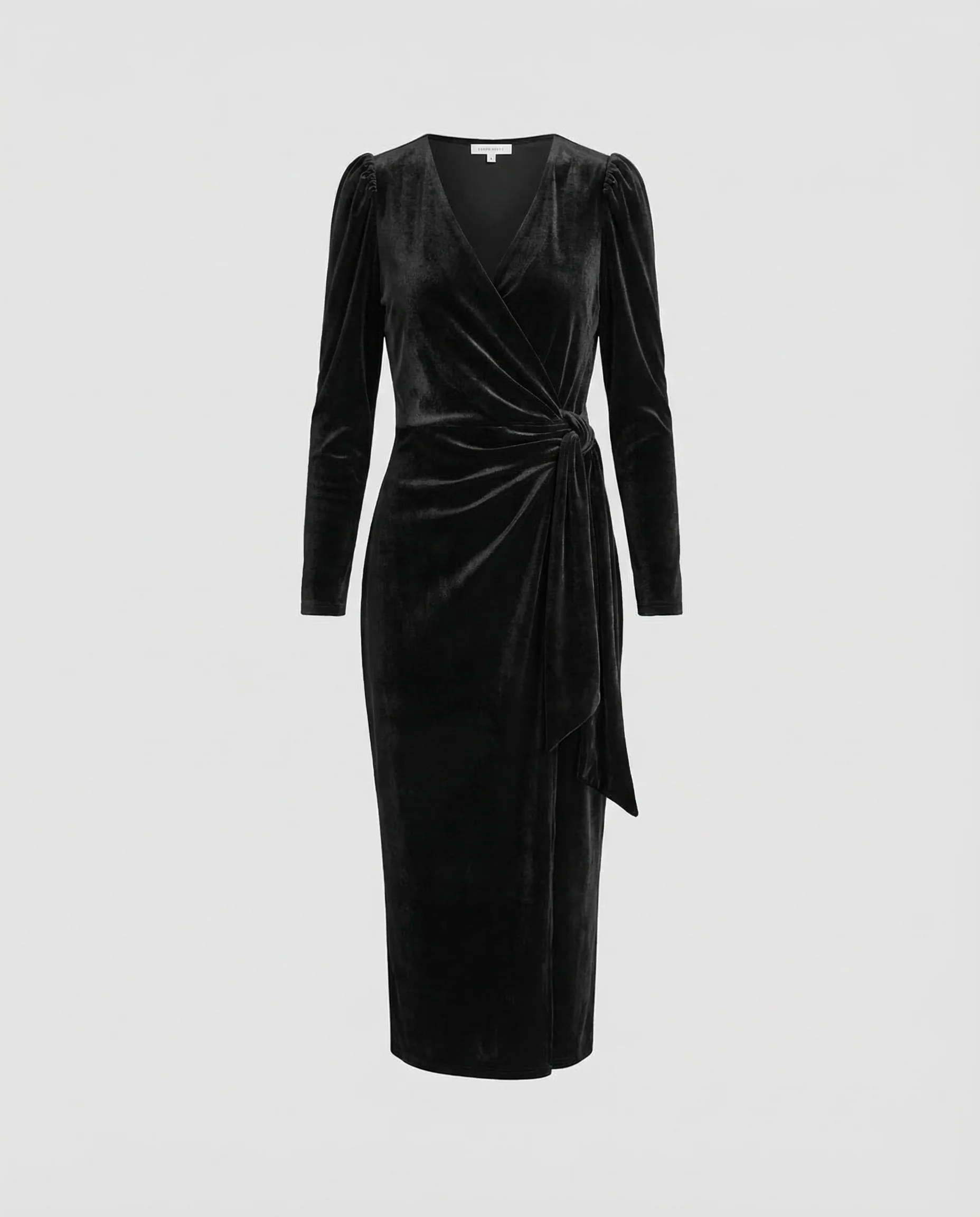 Damen Samt Wickelkleid Midi - Image 5