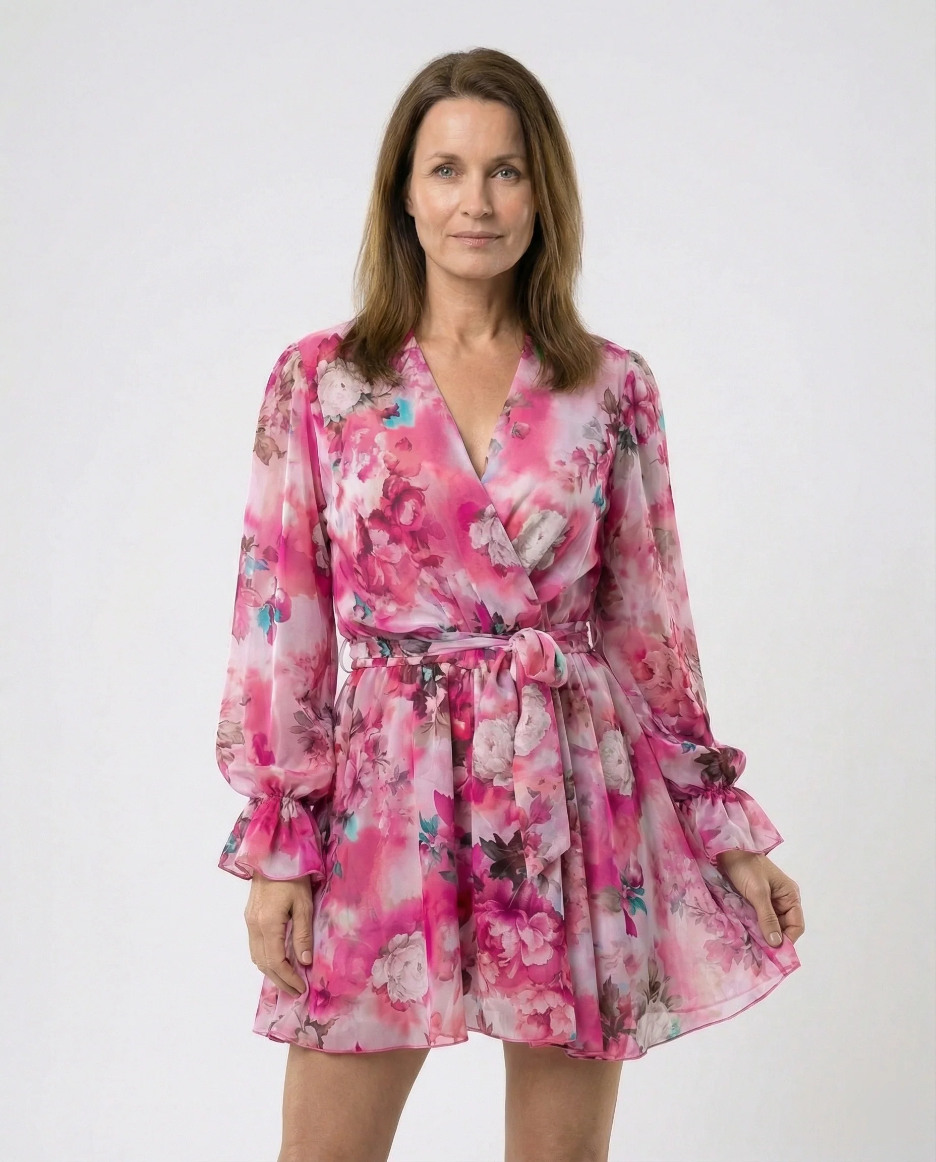 Damen Wickel Minikleid mit Tiermuster - Image 7