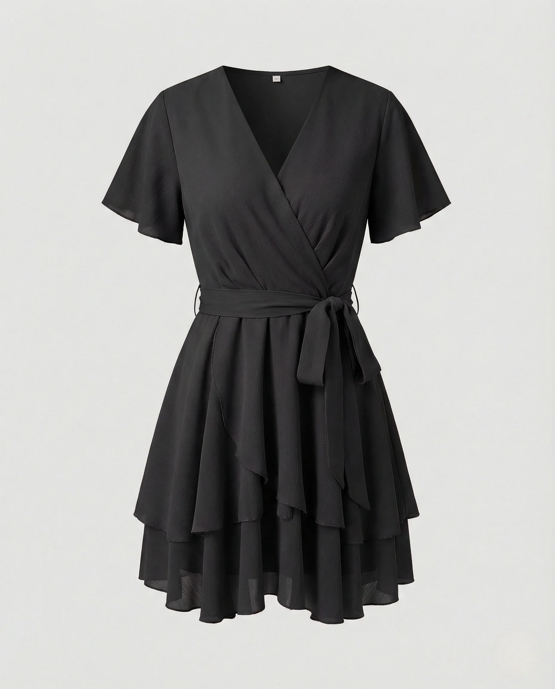 Damen Chiffon Wickelkleid mit Stufenrock - Image 7