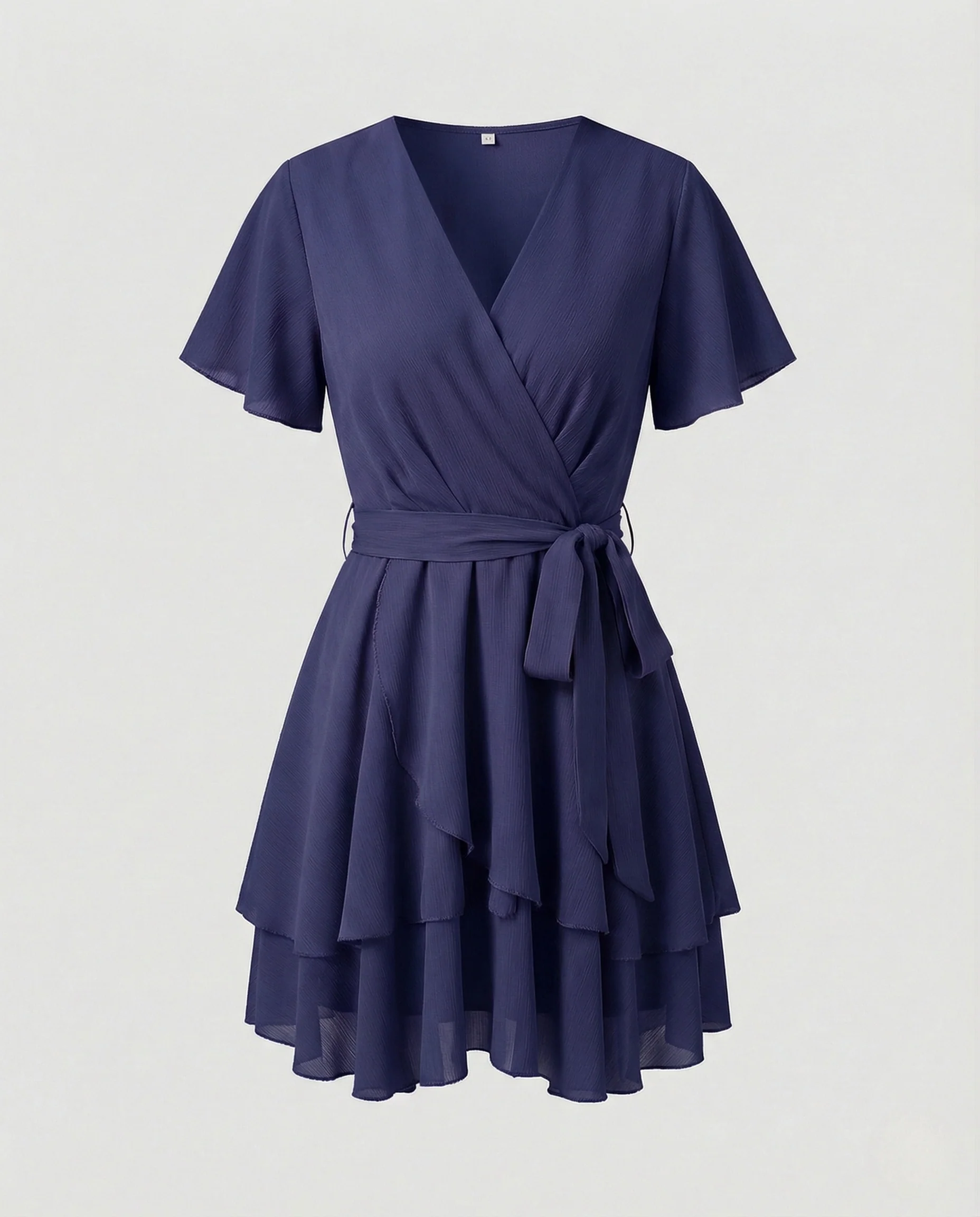 Damen Chiffon Wickelkleid mit Stufenrock - Image 8