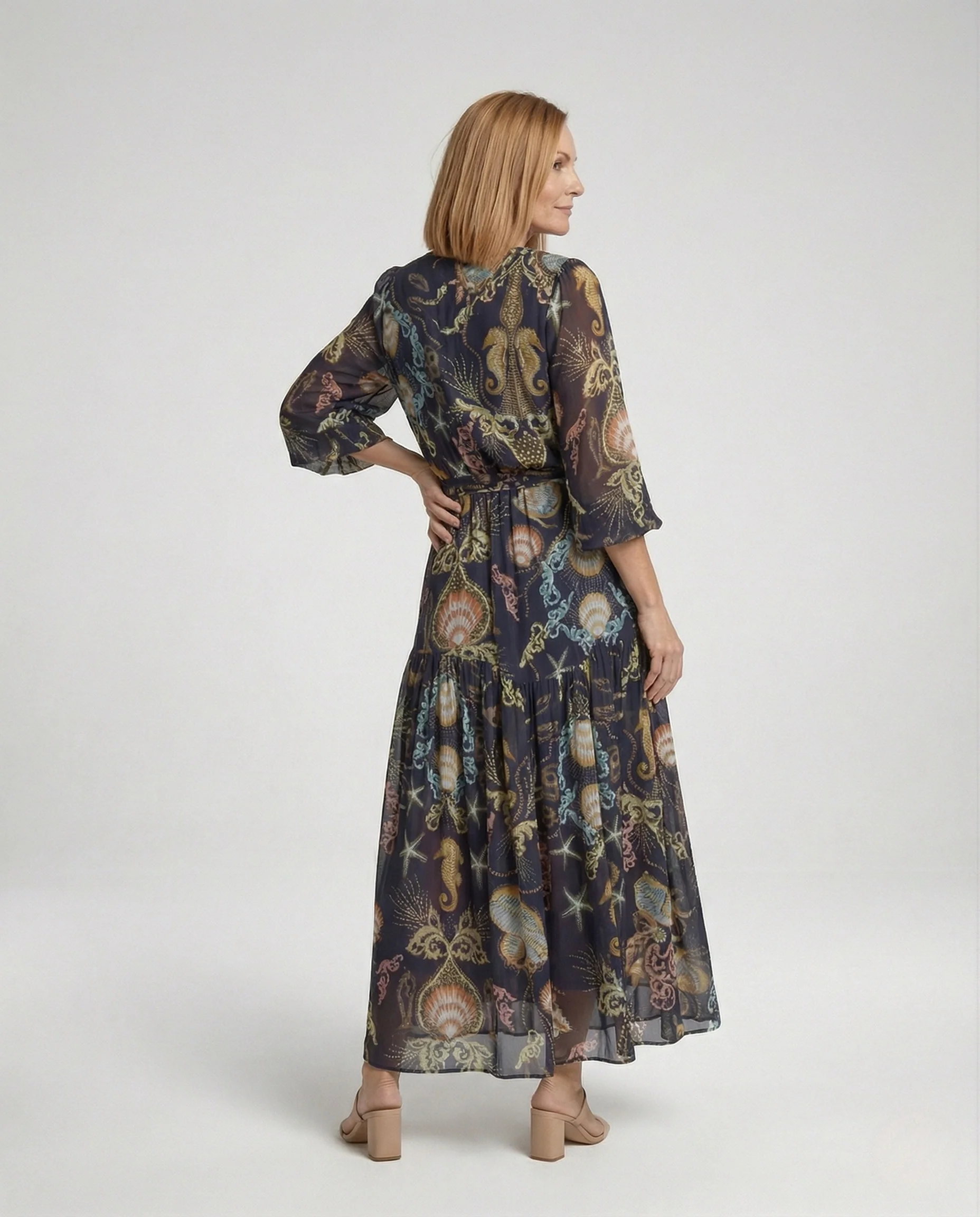 Wickelmaxikleid Damen Mit Bindegürtel - Image 3