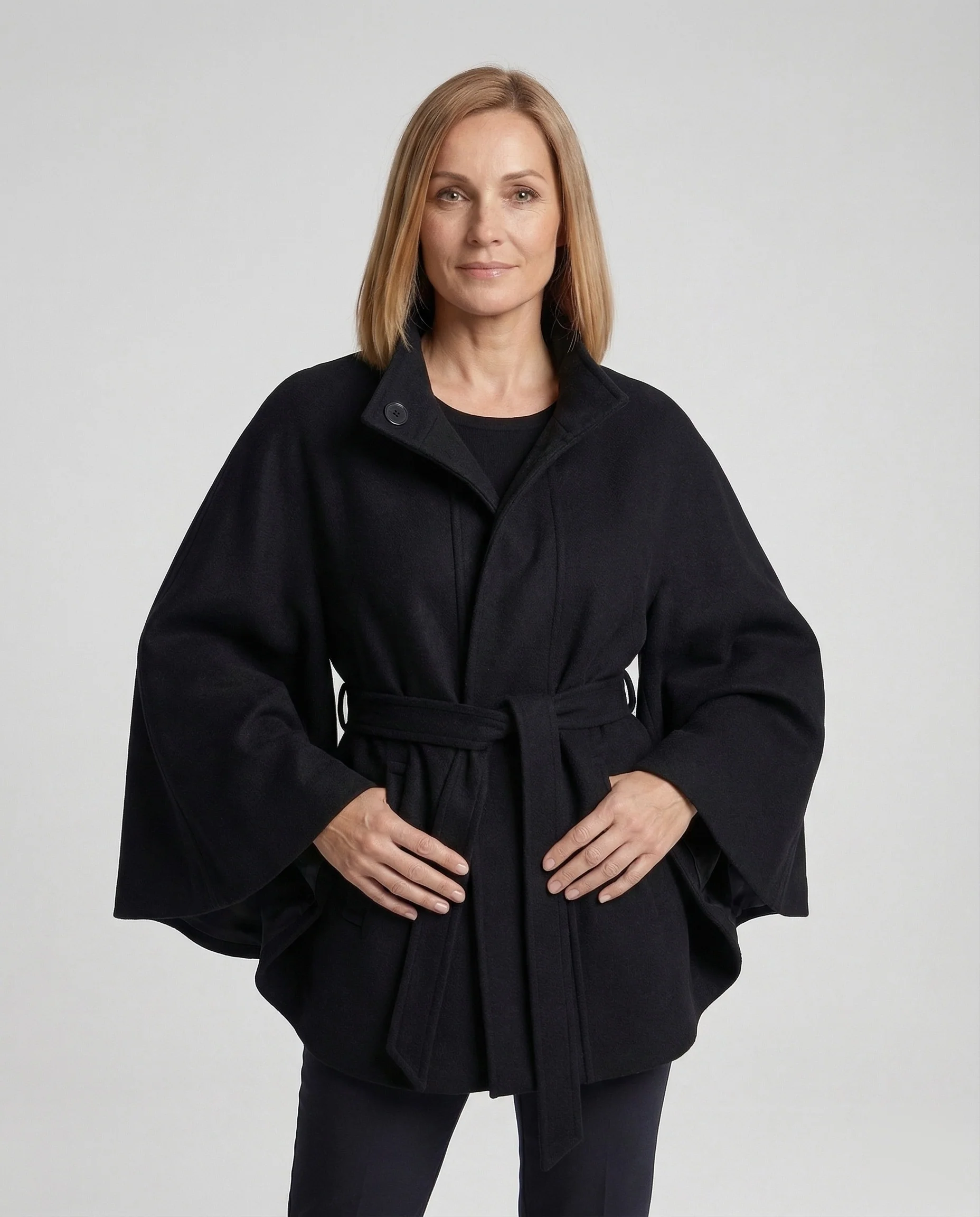 Damen Wollcape-Mantel mit Taillengürtel - Image 2