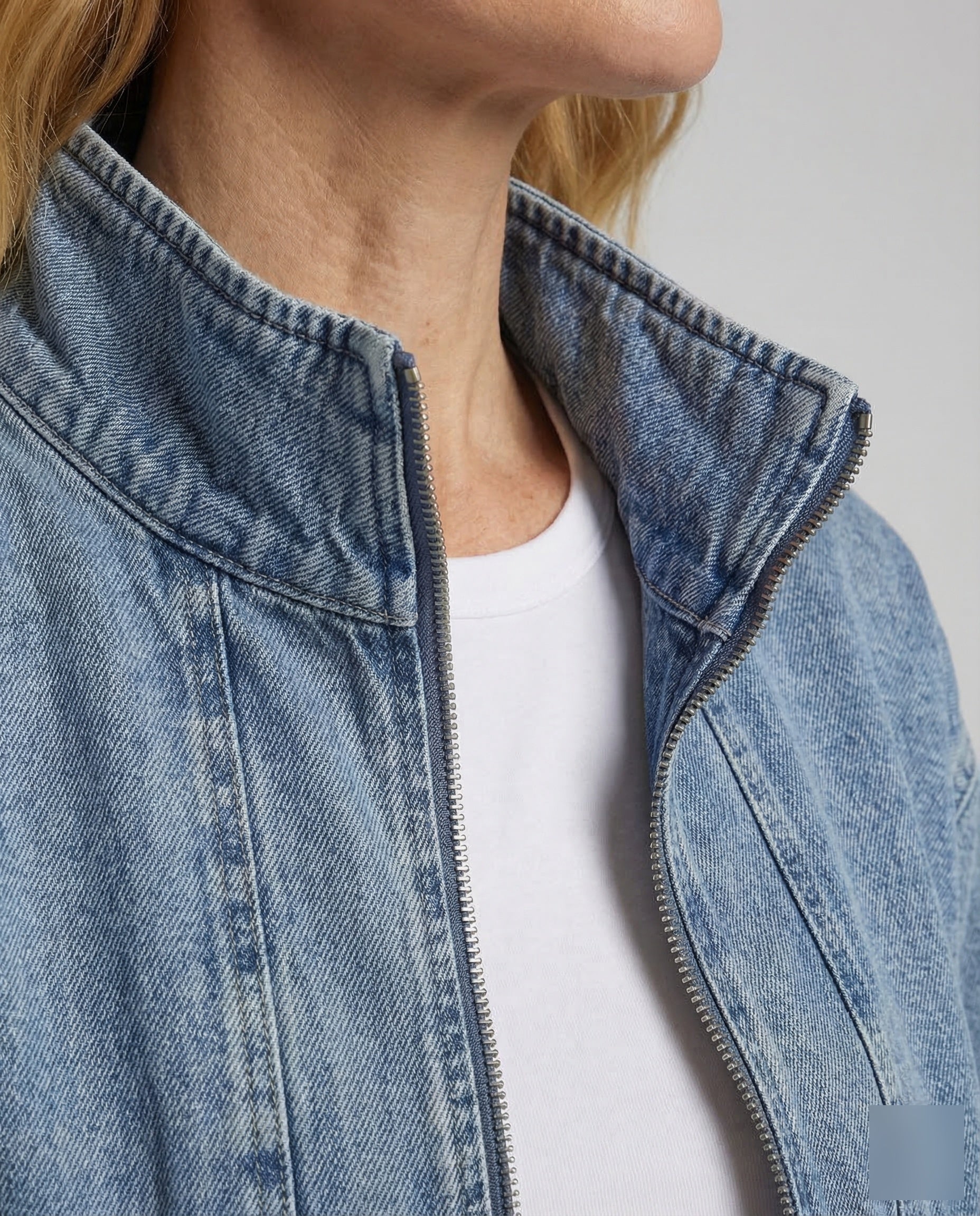 Damen Workwear-Denim-Blouson Reißverschluss - Image 3