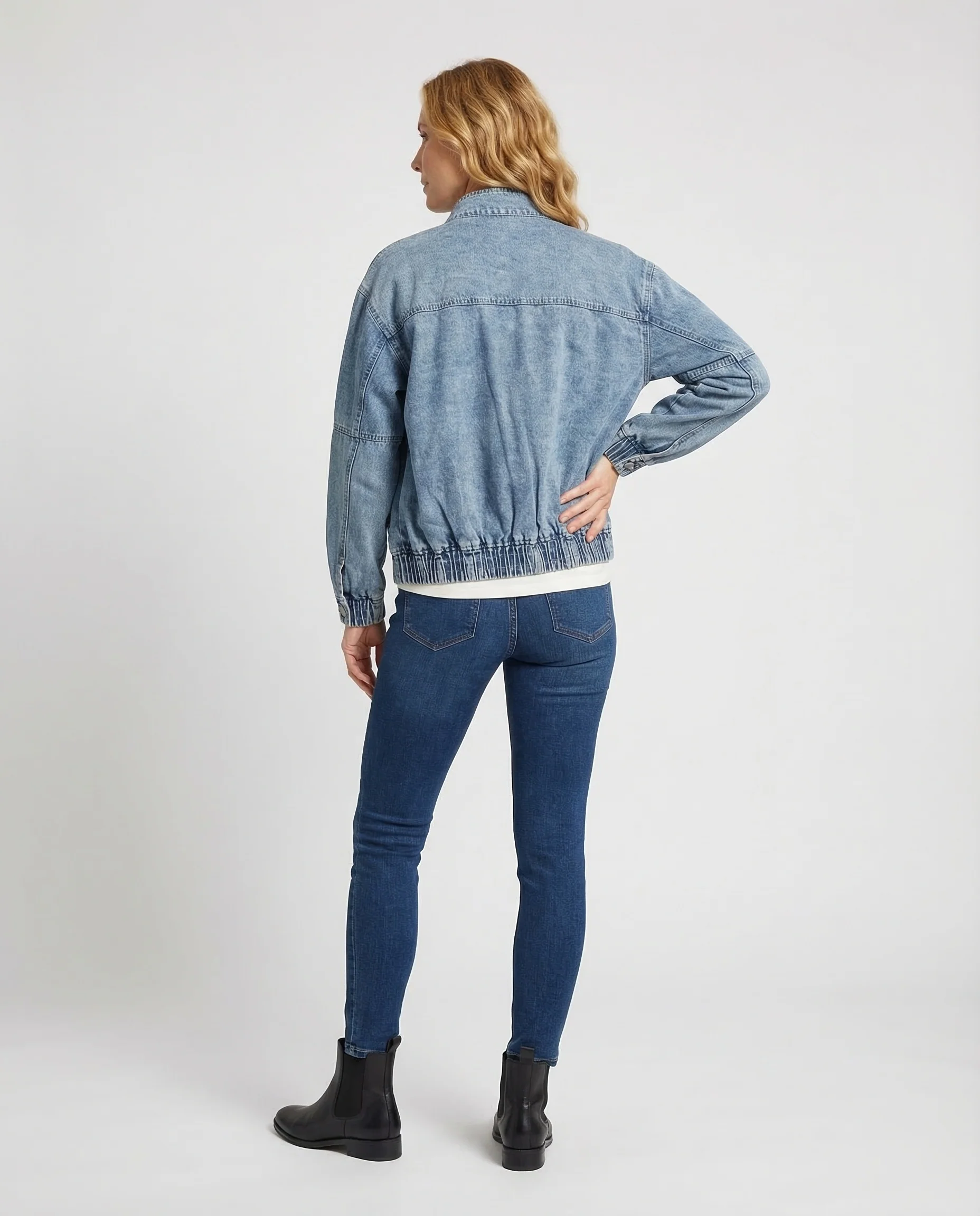 Damen Workwear-Denim-Blouson Reißverschluss - Image 4