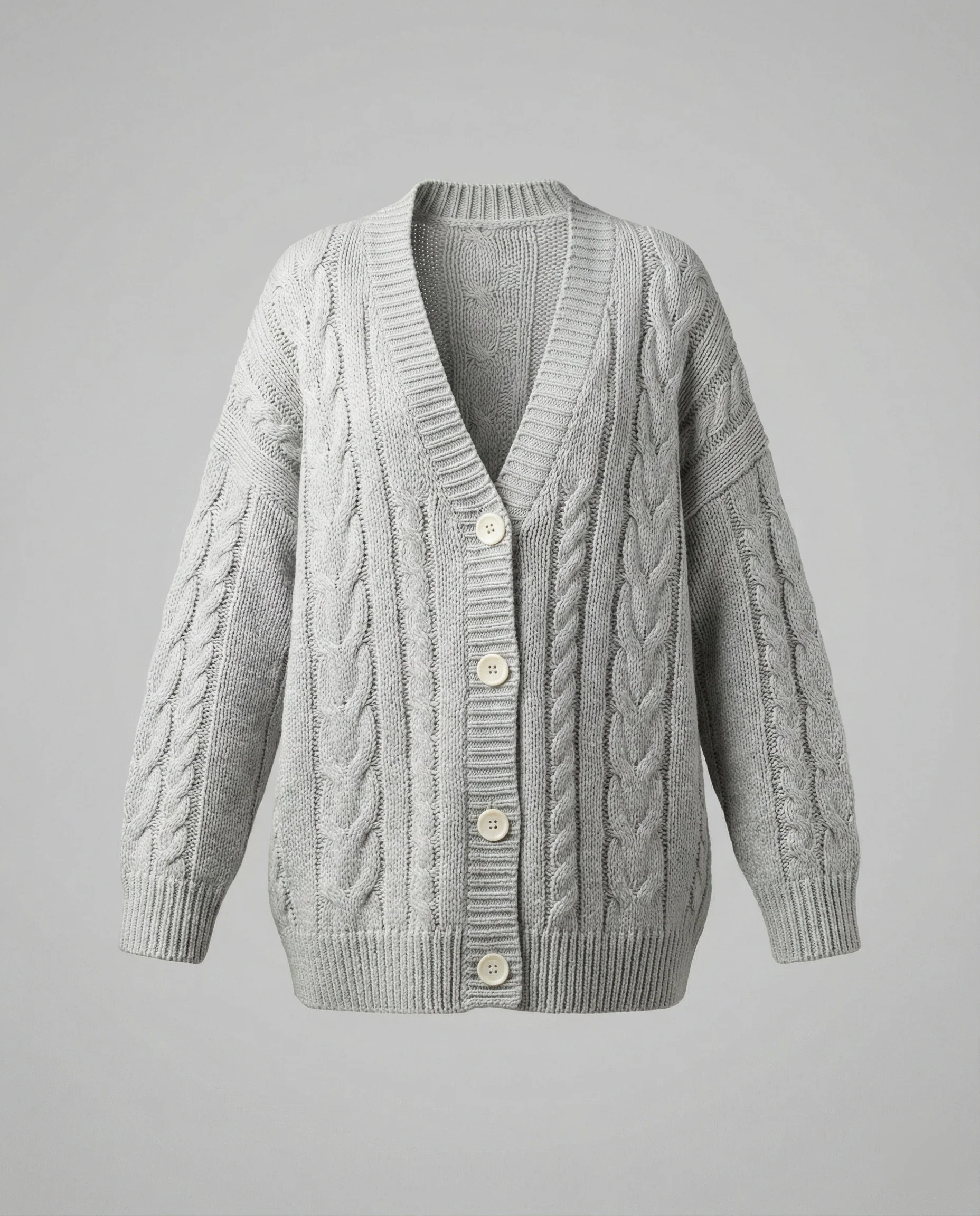 Zopfmuster-Cardigan im Blousonstil mit spitz zulaufendem Saum und tiefem V-Ausschnitt Heidi-Mode - Image 6