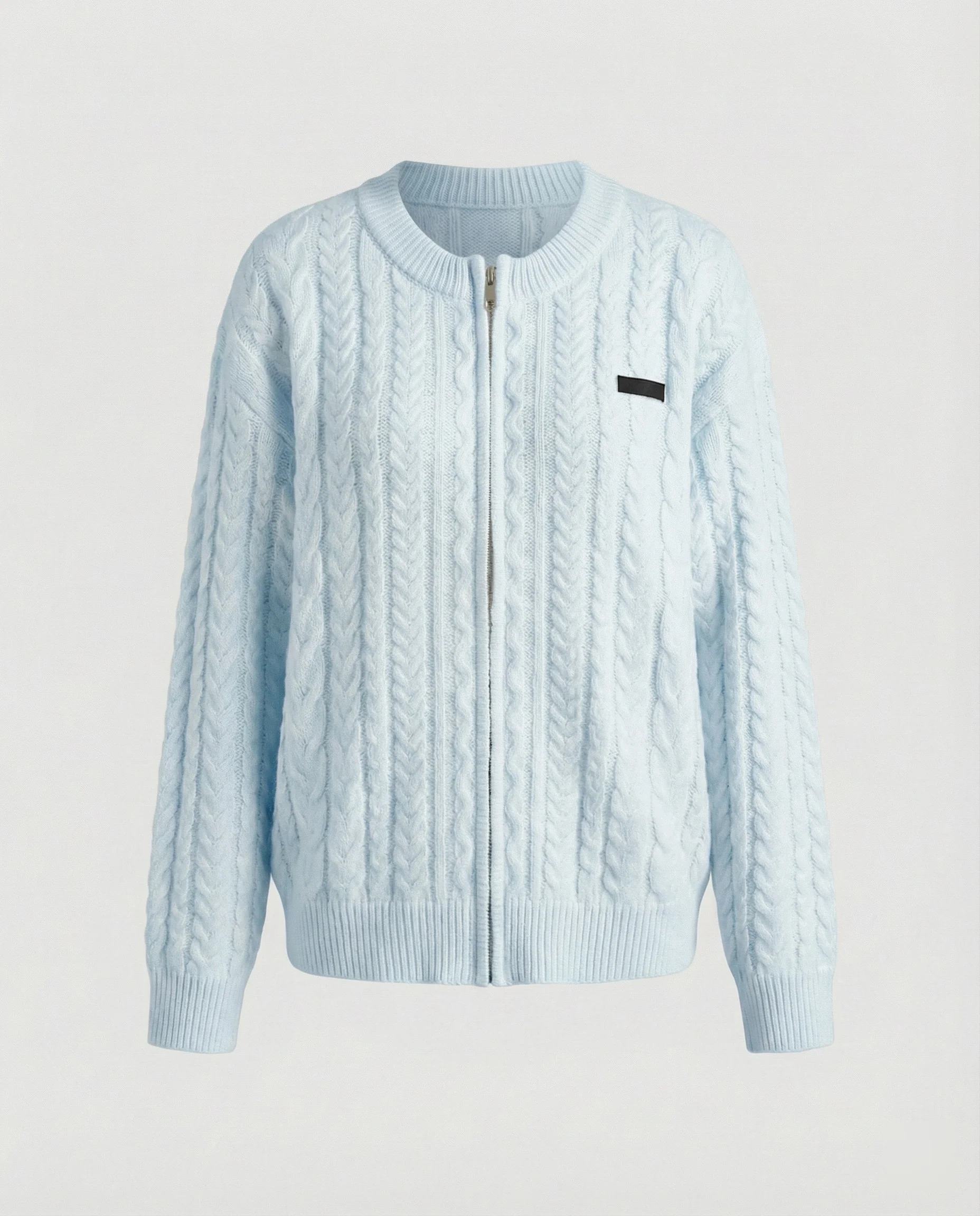 Zopfmuster-Strickblouson mit Reißverschluss, überschnittenen Schultern und geripptem Kragen Heidi-Mode - Image 7