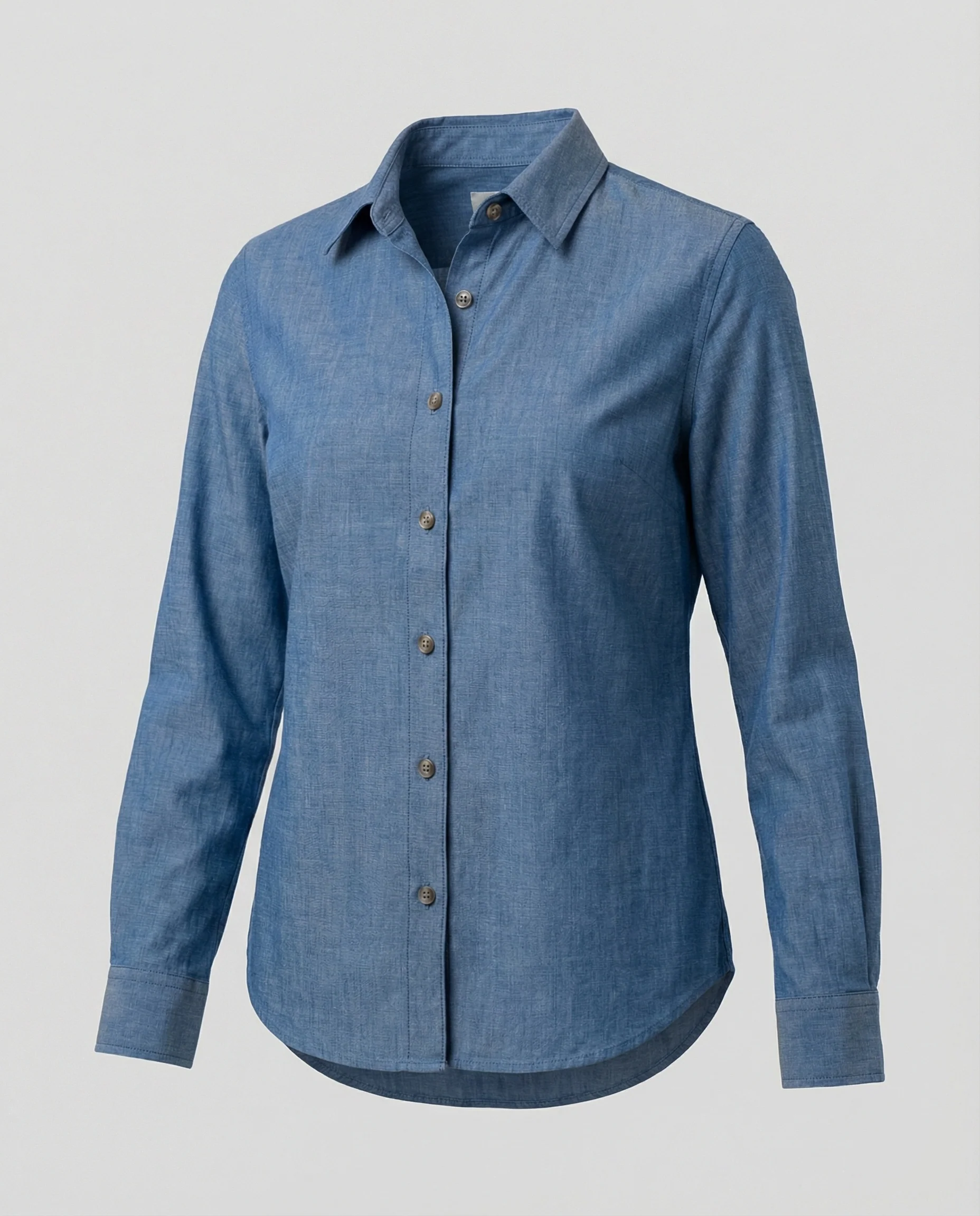 Zweifarbige Hemdbluse Jeansoptik Damen - Image 4