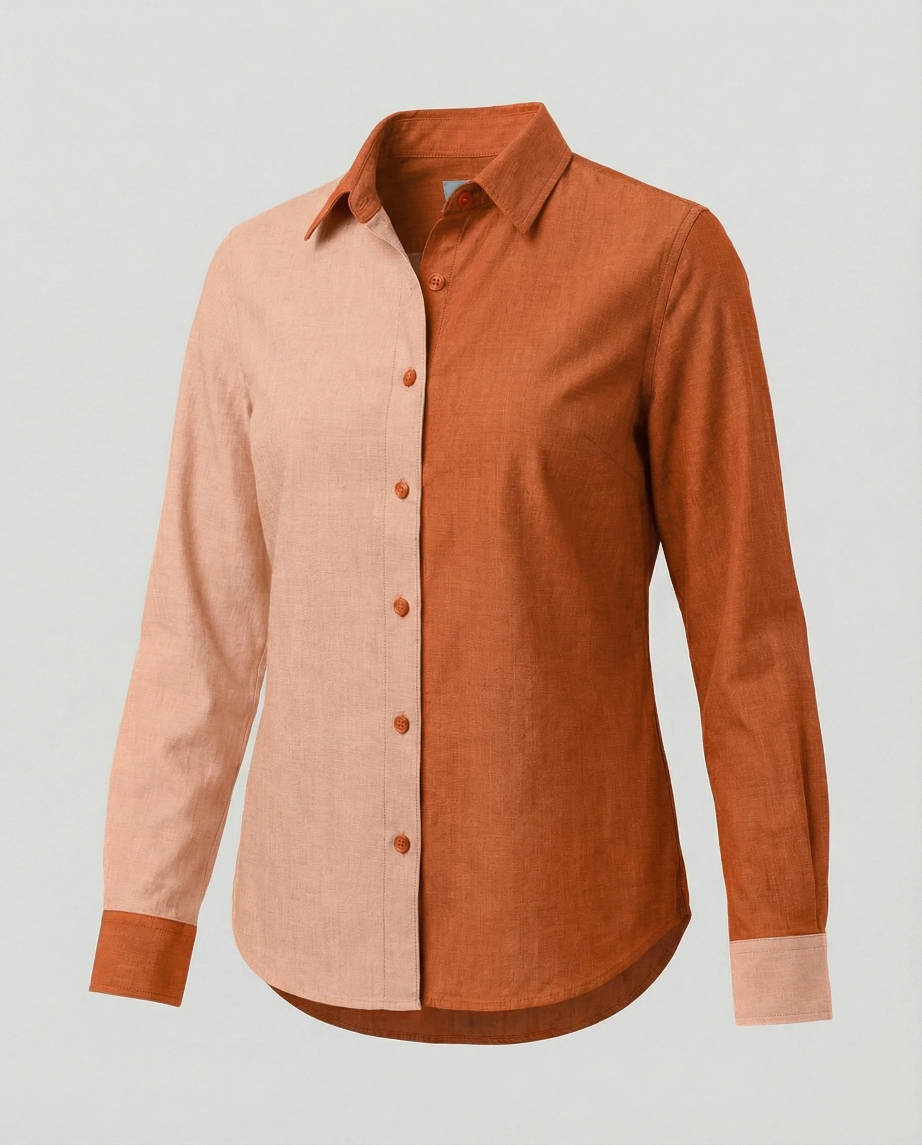 Zweifarbige Hemdbluse Jeansoptik Damen - Image 7