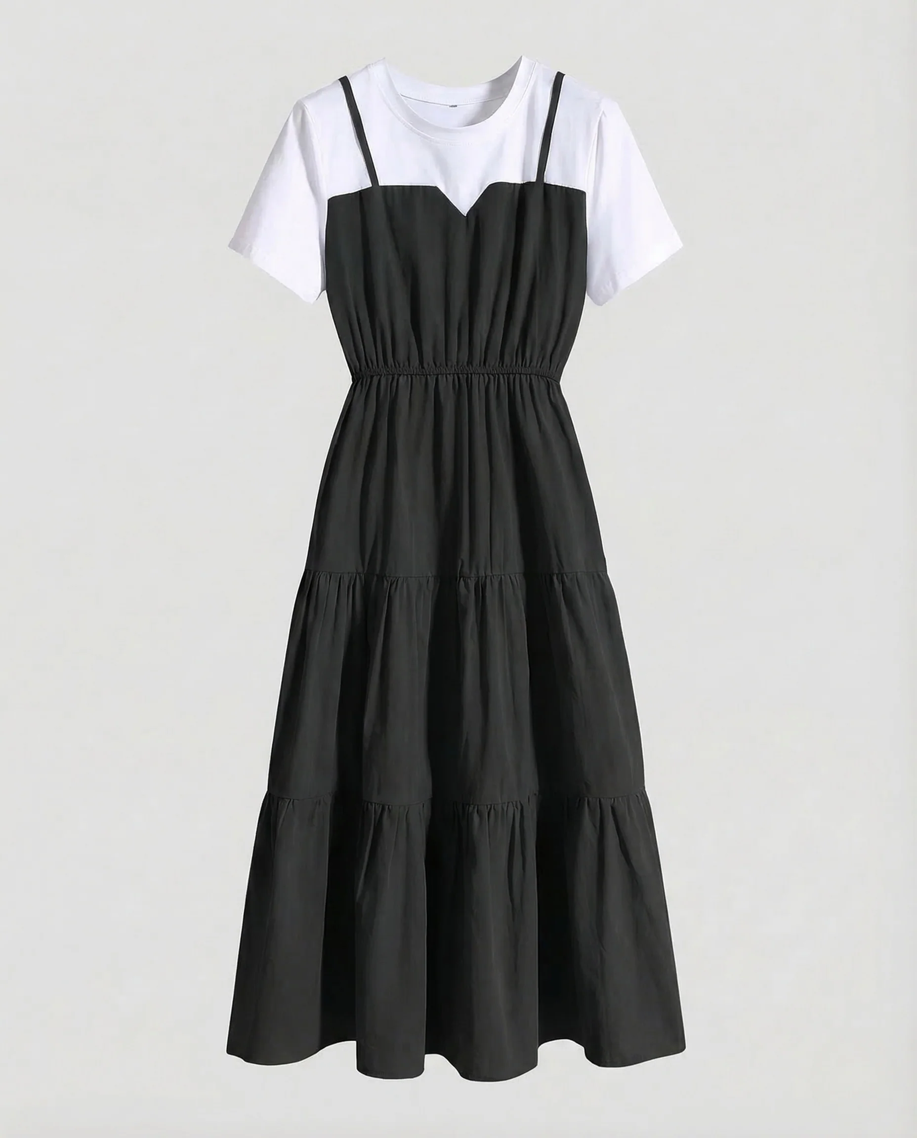 Damen Trägerkleid Zweilagig Stufenrock - Image 6