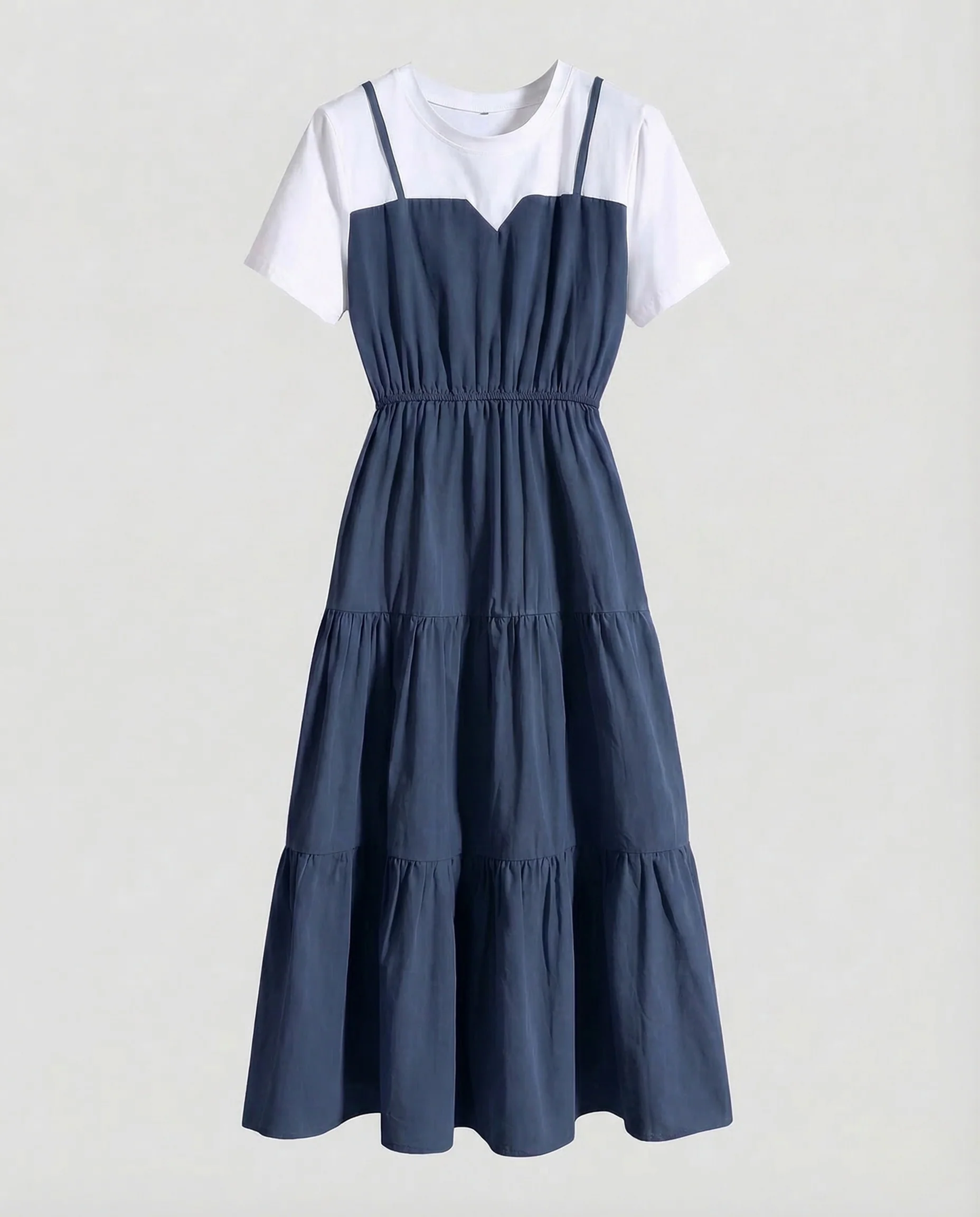 Damen Trägerkleid Zweilagig Stufenrock - Image 7