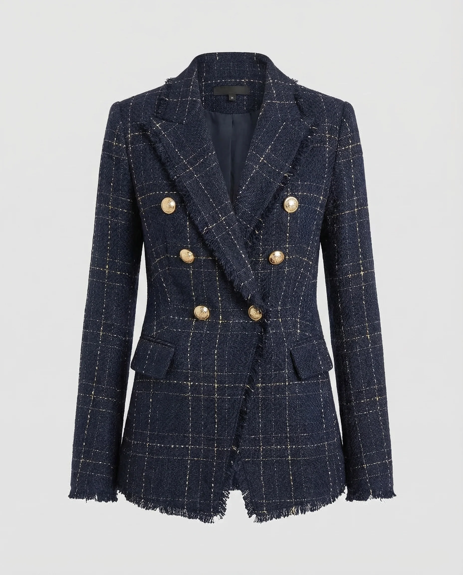Damen Bouclé-Blazer Metallknöpfe - Image 5