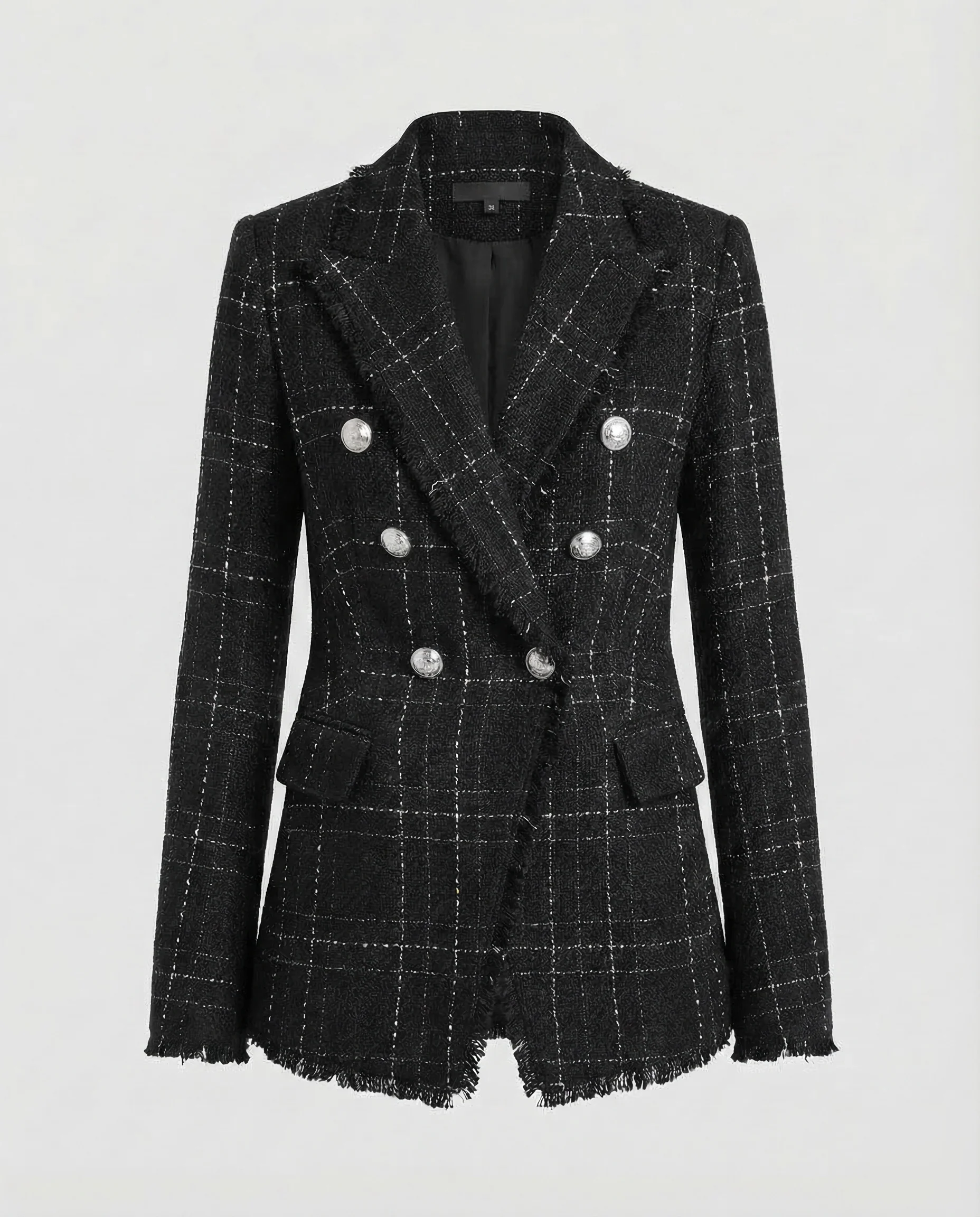 Damen Bouclé-Blazer Metallknöpfe - Image 6