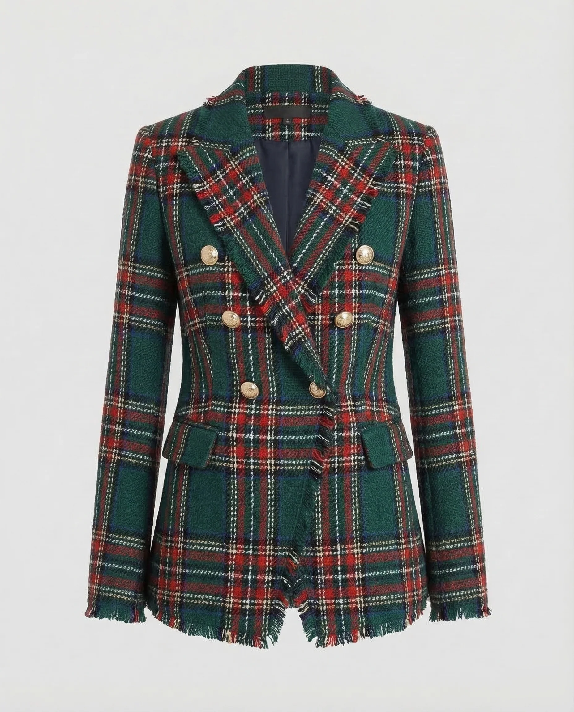 Damen Bouclé-Blazer Metallknöpfe - Image 8