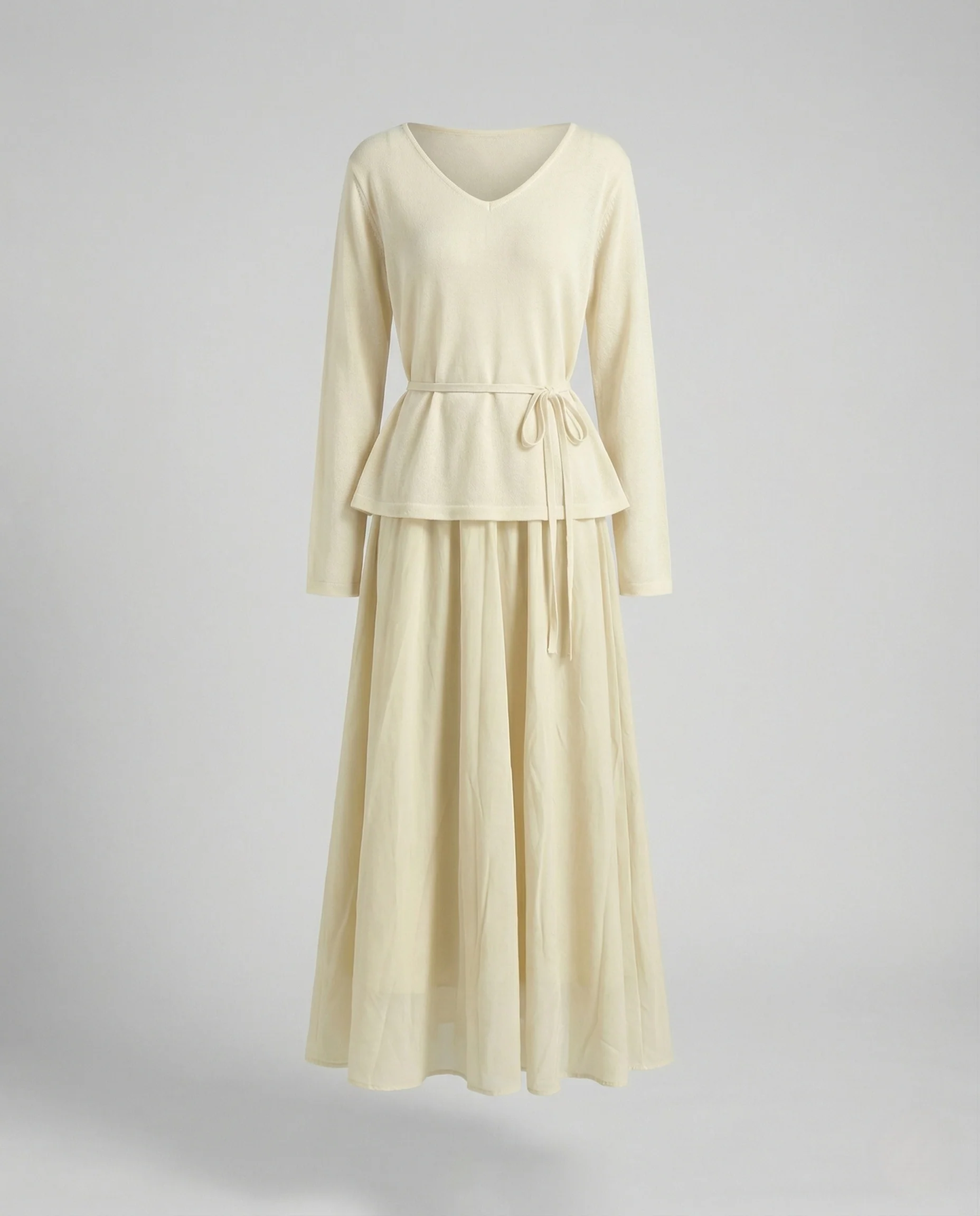 Damen Stricktop Zweiteiler mit Chiffon Maxirock - Image 4