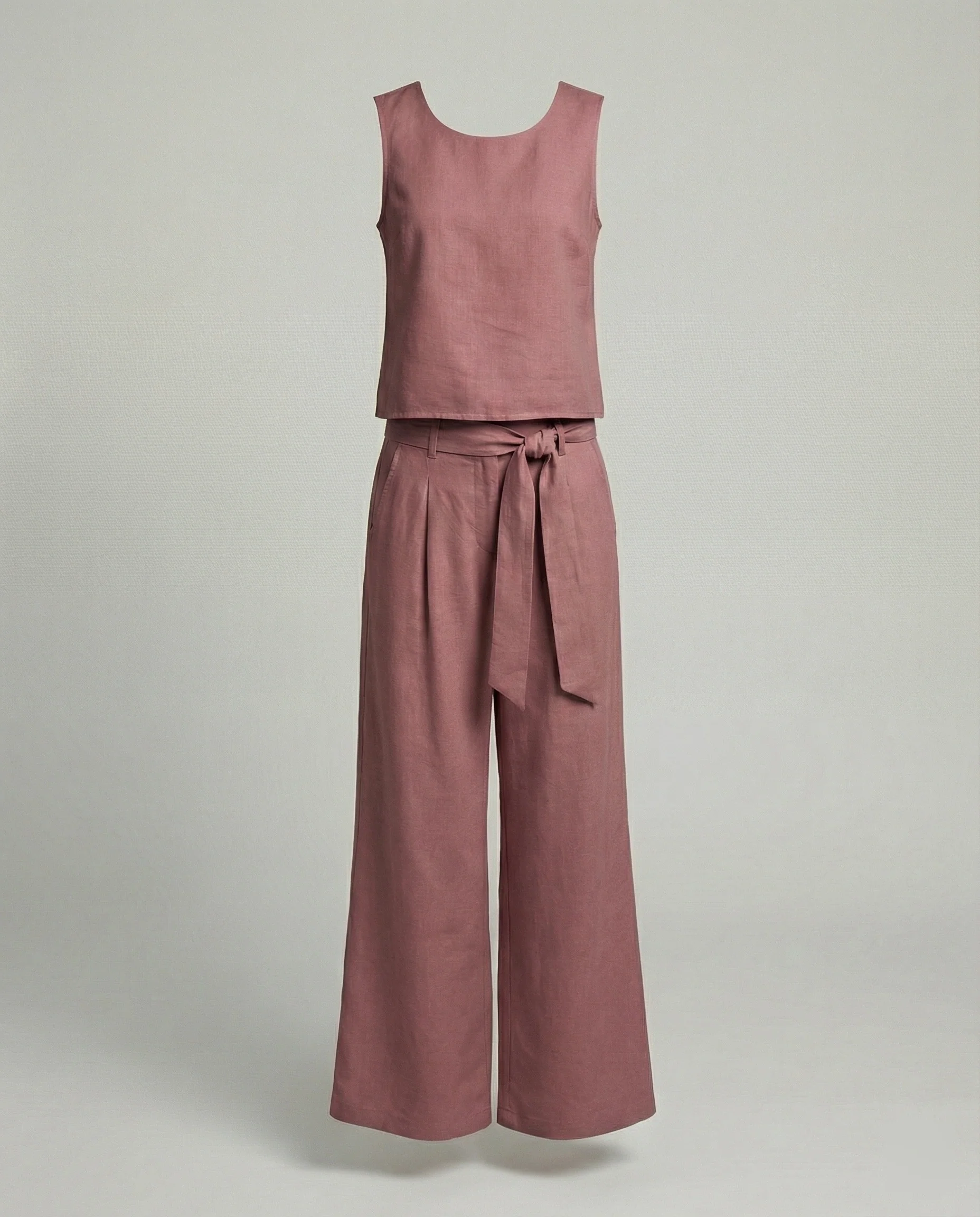 Damen Zweiteiler Set Leinen Hose - Image 2
