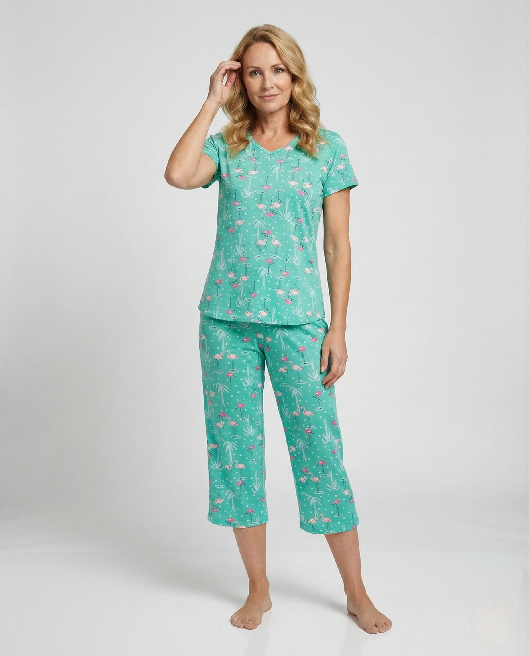 Damen Jersey-Loungewear-Set mit Capri-Hose