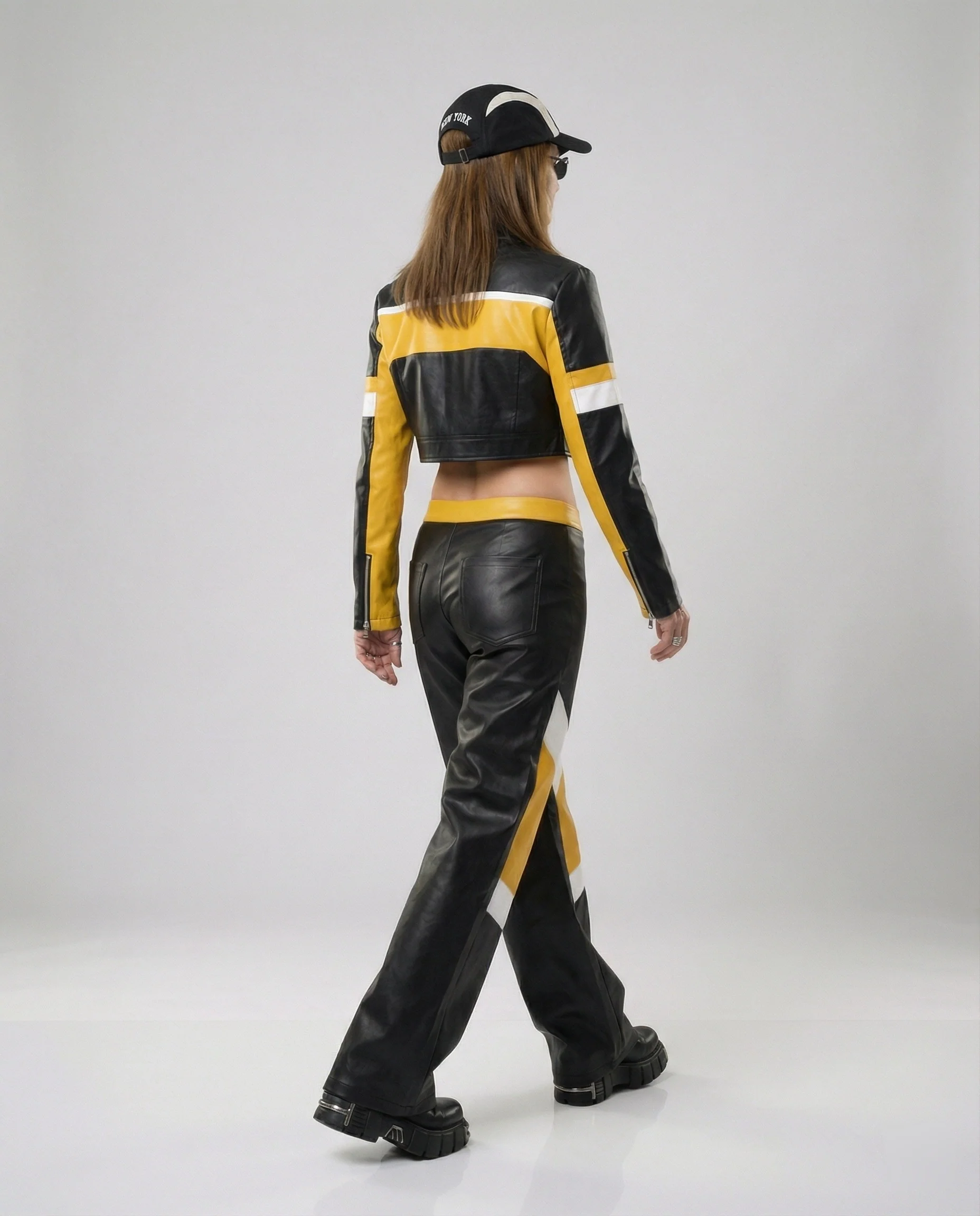 Damen Lederjacke Schwarz Set - Image 2