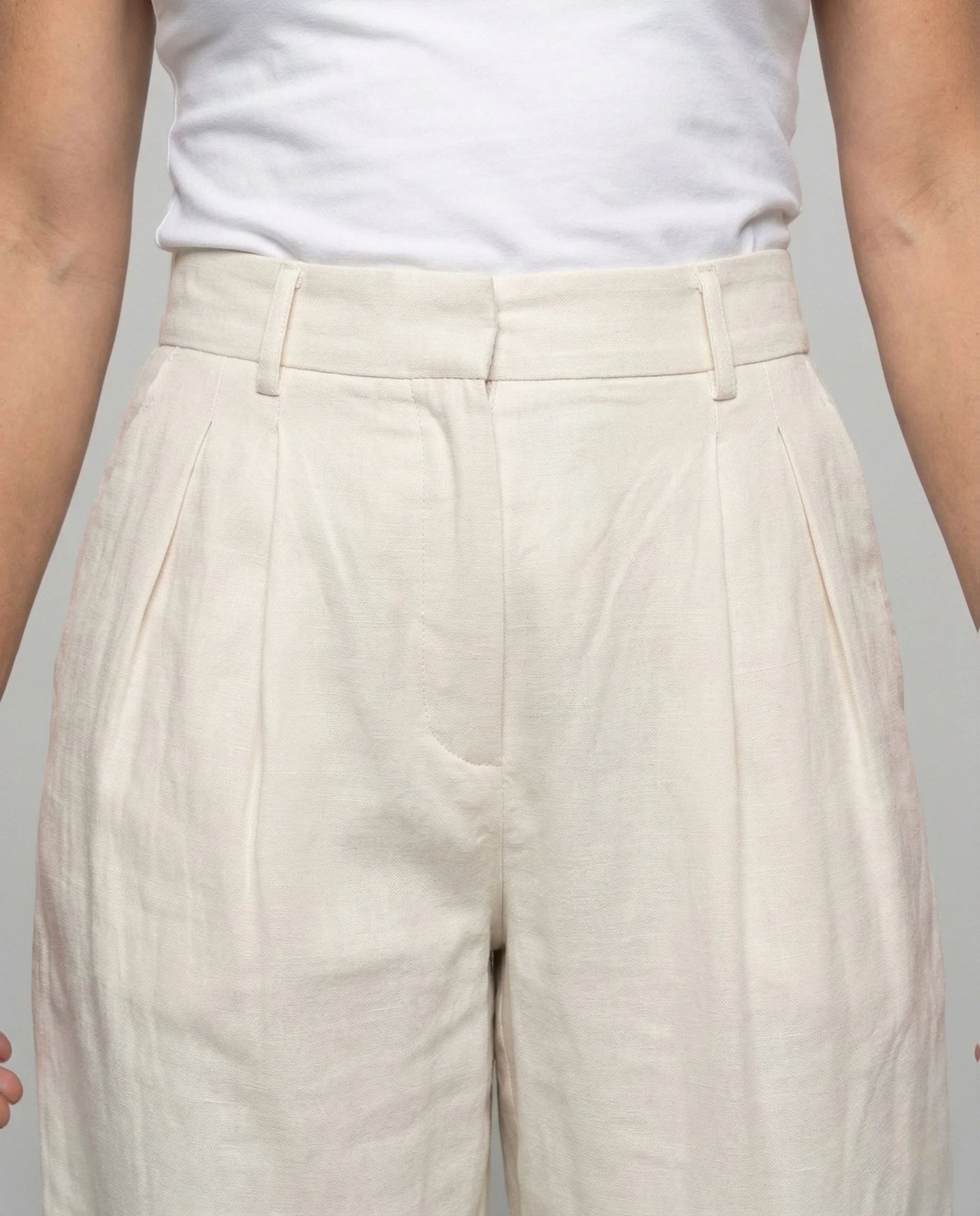 Damen Leinen Set Pullover Bundfaltenhose - Image 3
