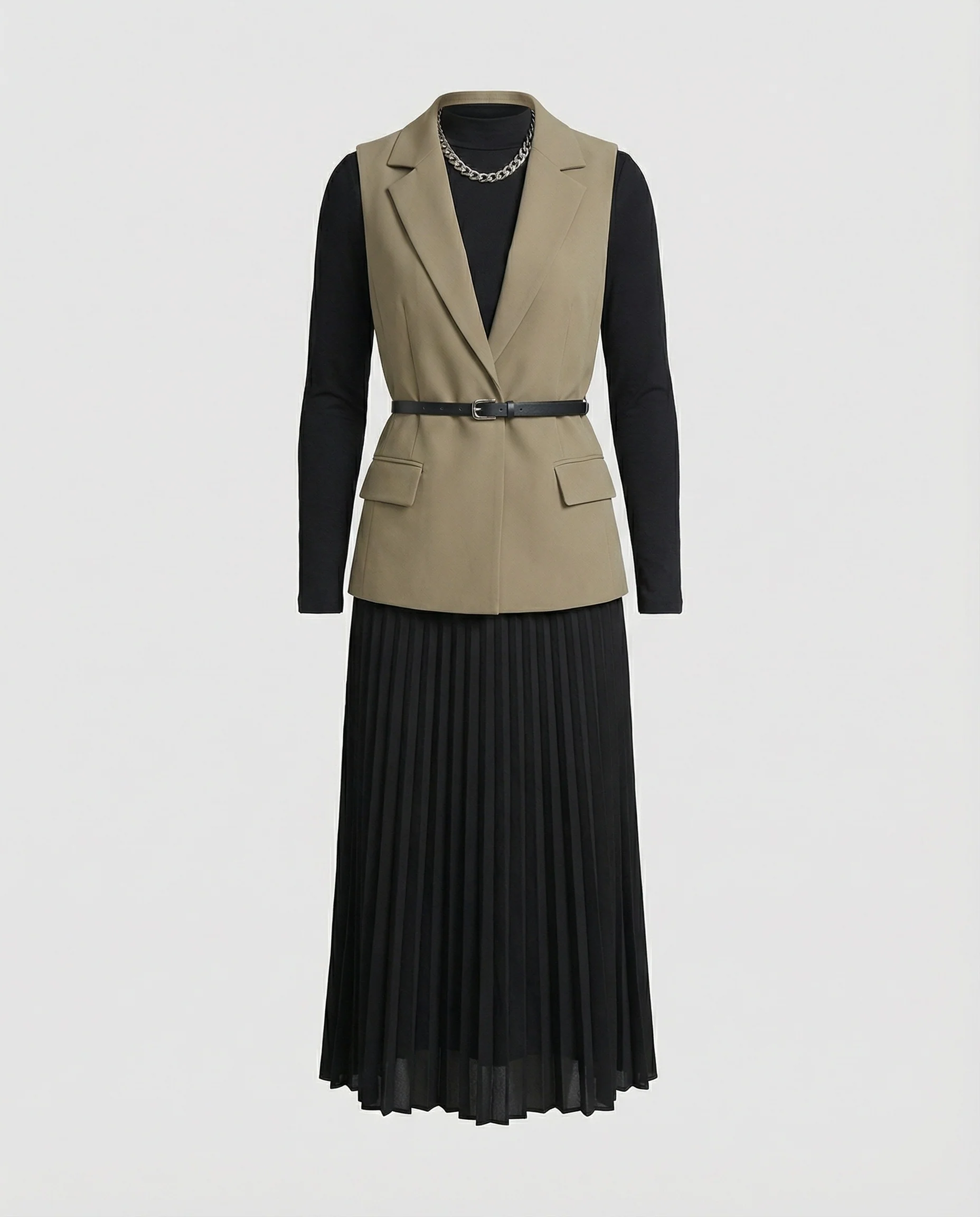 Zweiteiliges Midikleid mit taillierter Blazer-Weste - Image 4