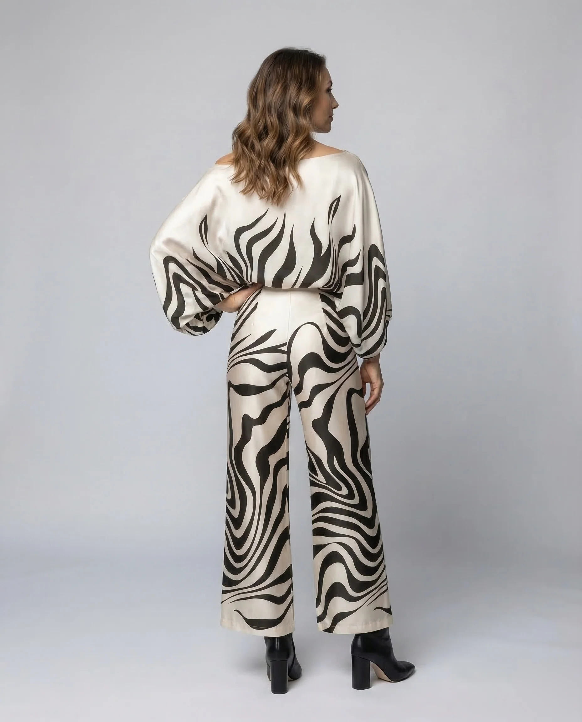 Damen Satin Set Schlaghose - Image 3