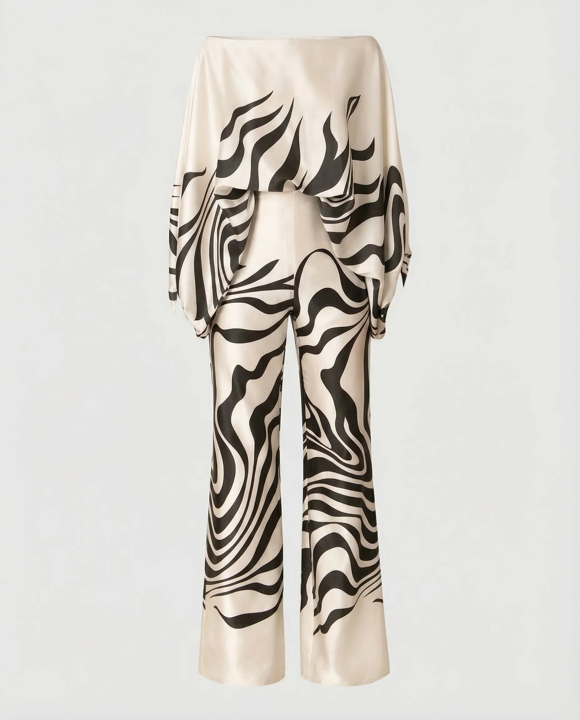 Damen Satin Set Schlaghose - Image 4
