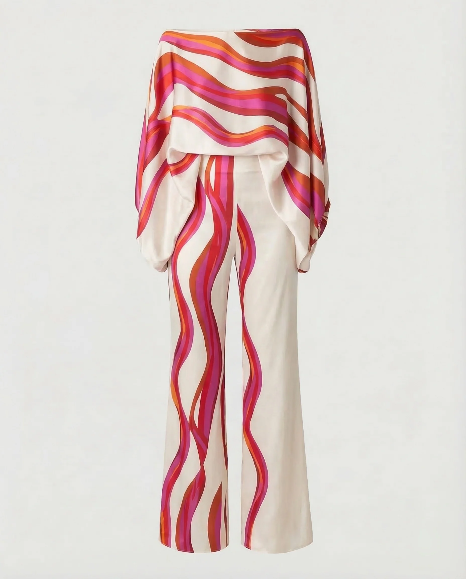 Damen Satin Set Schlaghose - Image 6