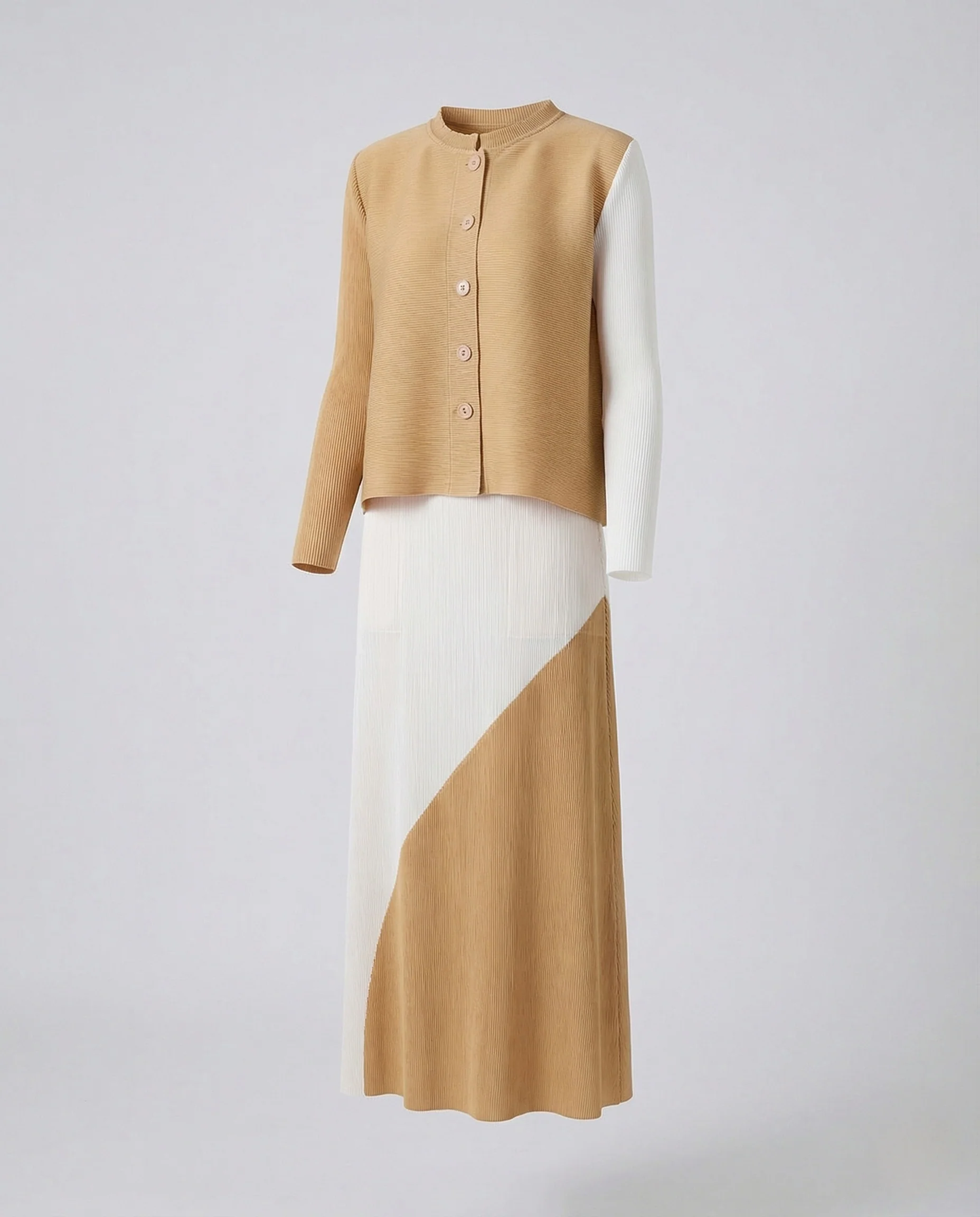 Damen Strick Set Weste Maxirock - Image 5