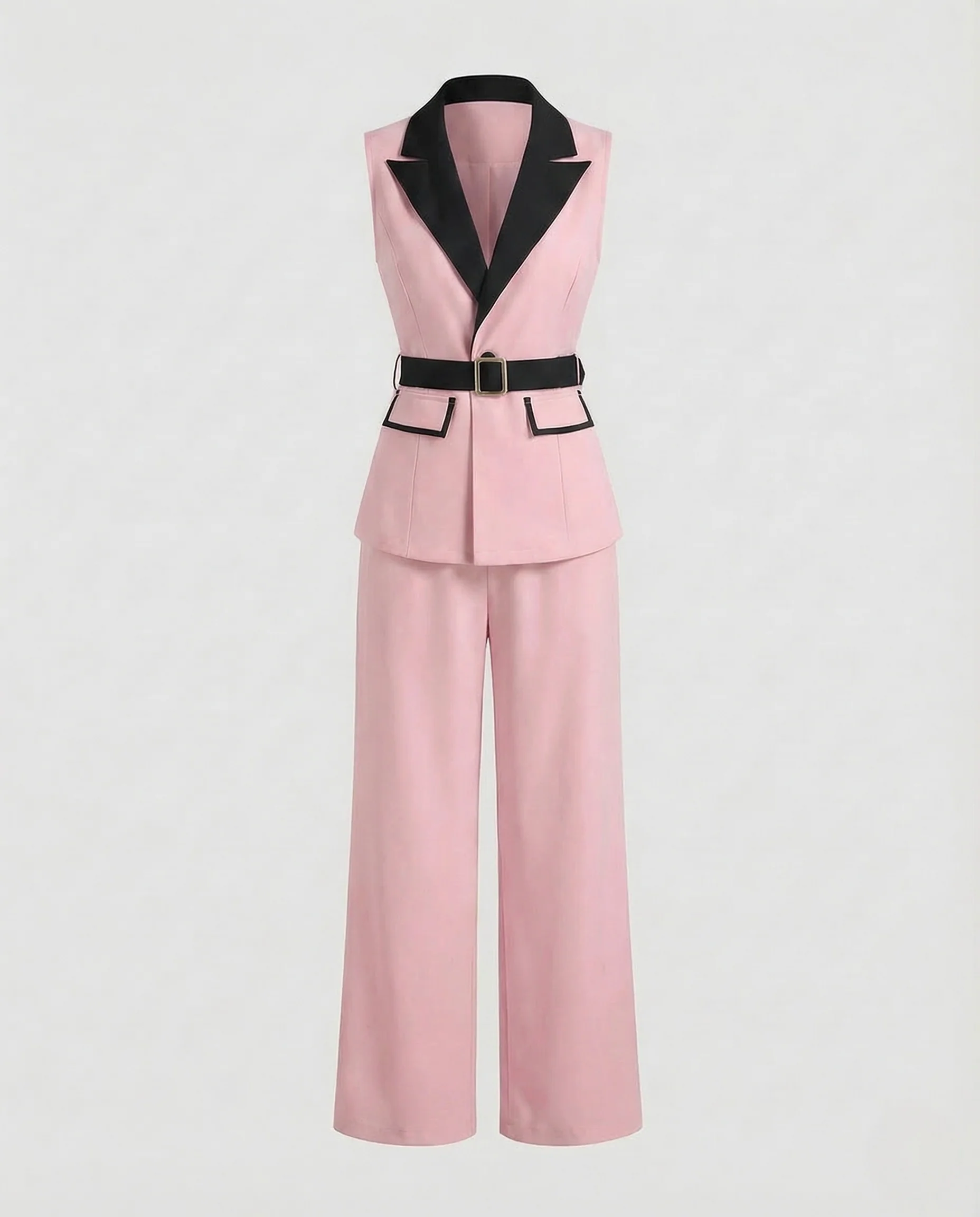 Damen Hosenanzug Set Blazerweste Gürtel - Image 6