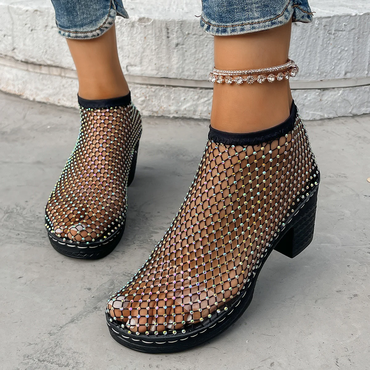 Damen Netzstiefeletten mit funkelnden Akzenten Heidi Mode - Image 6