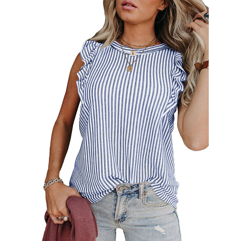 Damen Oberteil mit Rüschendetails und Gestreiftem Muster Heidi-Mode - Image 7