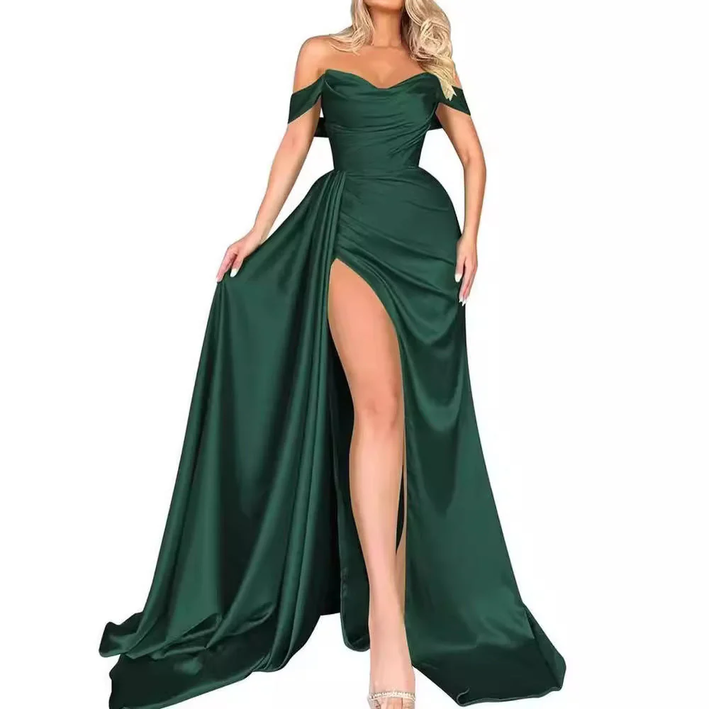 Damen Off-Shoulder Abendkleid mit Hohem Beinschlitz und Voluminösem Rock Heidi-Mode - Image 3
