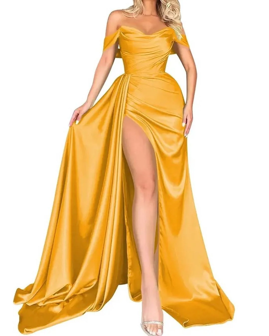 Damen Off-Shoulder Abendkleid mit Hohem Beinschlitz und Voluminösem Rock Heidi-Mode - Image 8