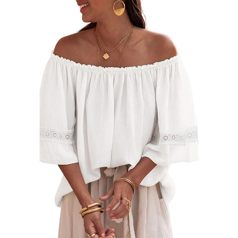 Damen Off-Shoulder Bluse mit Bestickten Details Heidi-Mode - Image 5