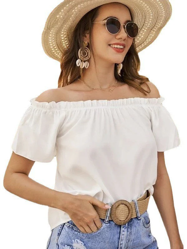 Damen Off-Shoulder Bluse mit Elastischem Bund und Lässigem Schnitt Heidi-Mode - Image 7