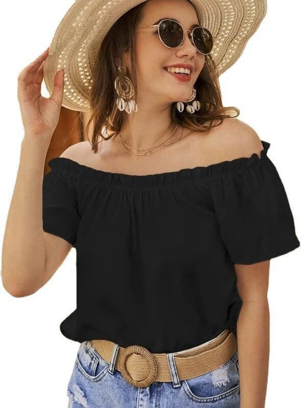 Damen Off-Shoulder Bluse mit Elastischem Bund und Lässigem Schnitt Heidi-Mode - Image 9