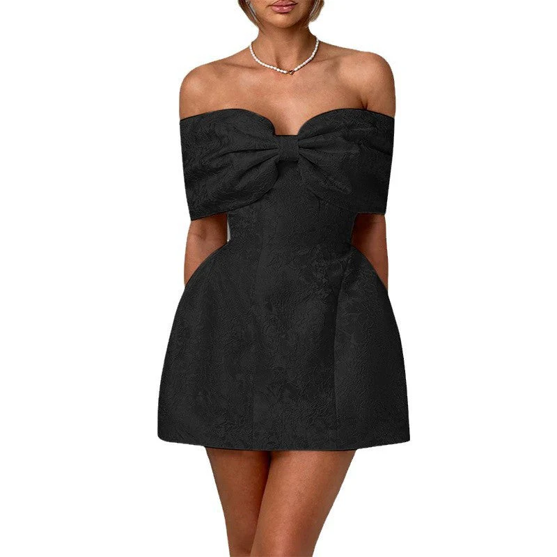 Damen Off-Shoulder Cocktailkleid mit Elegantem Blumenmuster und Aufwendiger Rüschenverzierung Heidi-Mode - Image 5