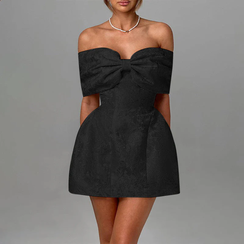 Damen Off-Shoulder Cocktailkleid mit Elegantem Blumenmuster und Aufwendiger Rüschenverzierung Heidi-Mode - Image 6