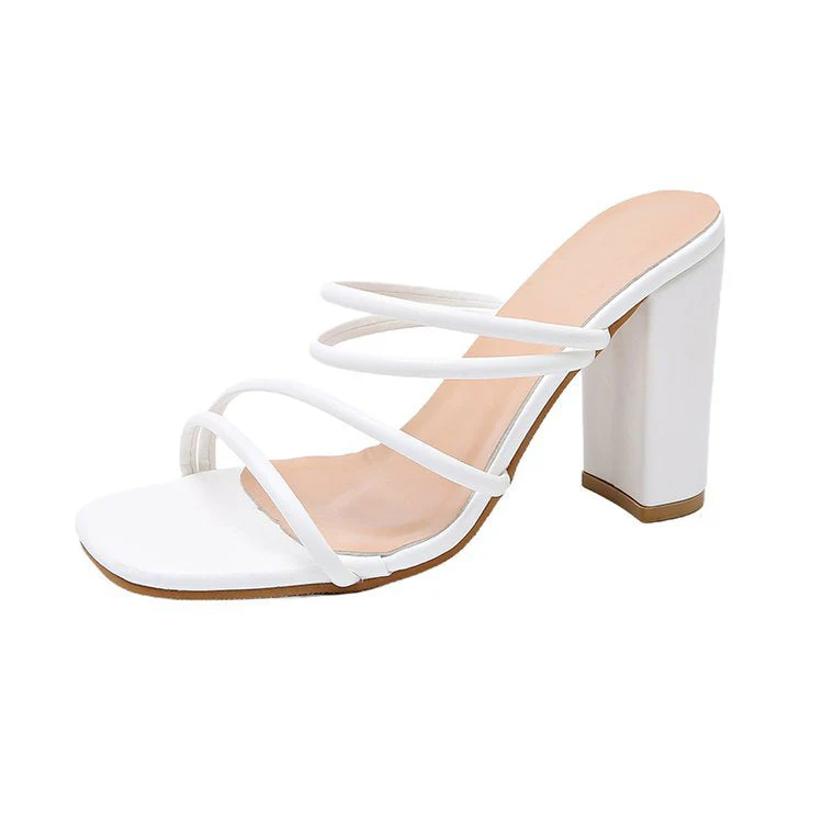 Damen Offene High-Heel-Pantoletten mit Modischem Riemchen-Design Heidi-Mode - Image 5