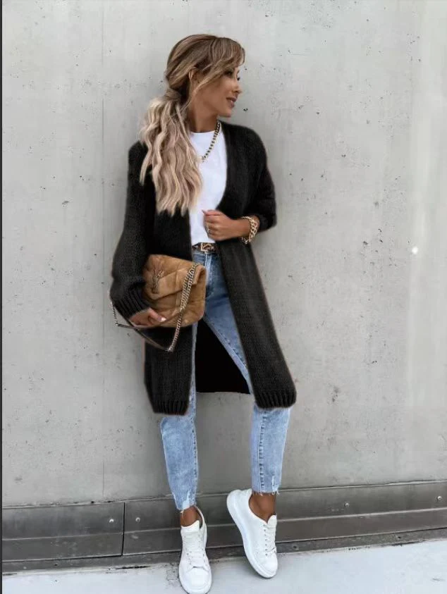 Damen Offene Strickjacke mit groben Maschen und lässigem Schnitt Heidi-Mode - Image 7