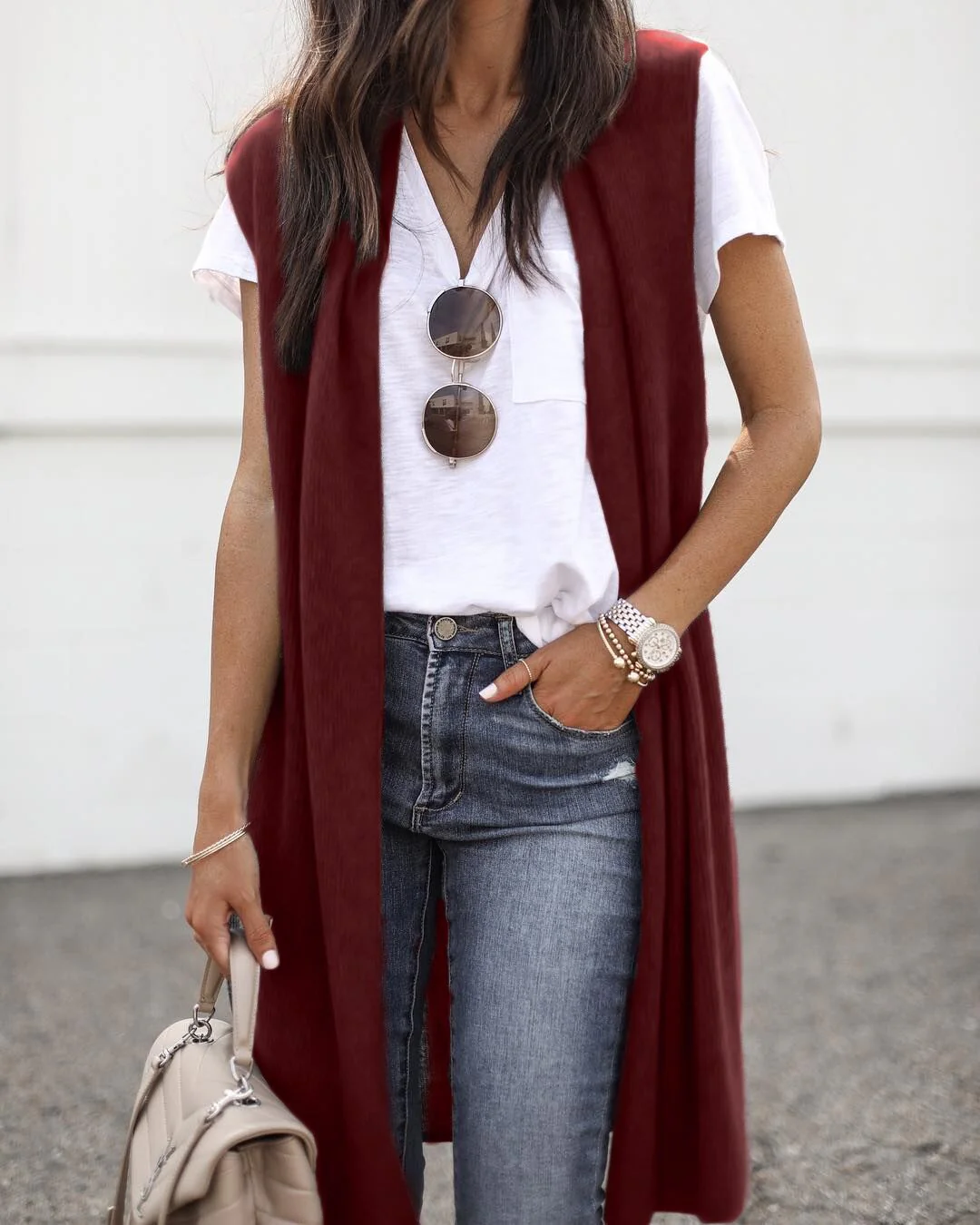 Damen Offene Strickjacke mit Lässigem Schnitt und Langen Seitenpartien Heidi-Mode - Image 13