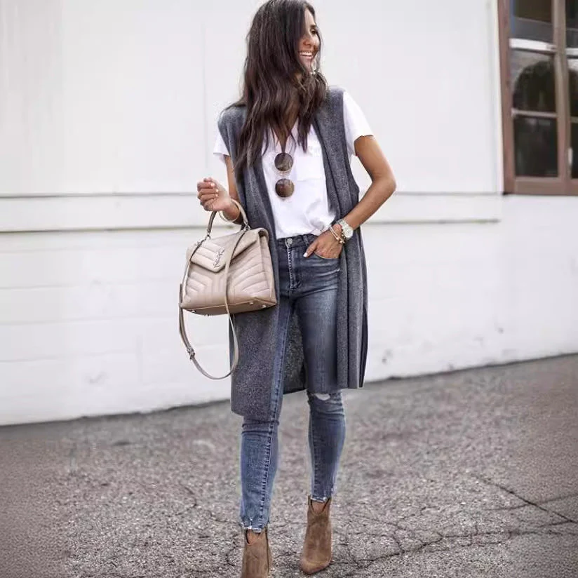 Damen Offene Strickjacke mit Lässigem Schnitt und Langen Seitenpartien Heidi-Mode - Image 2