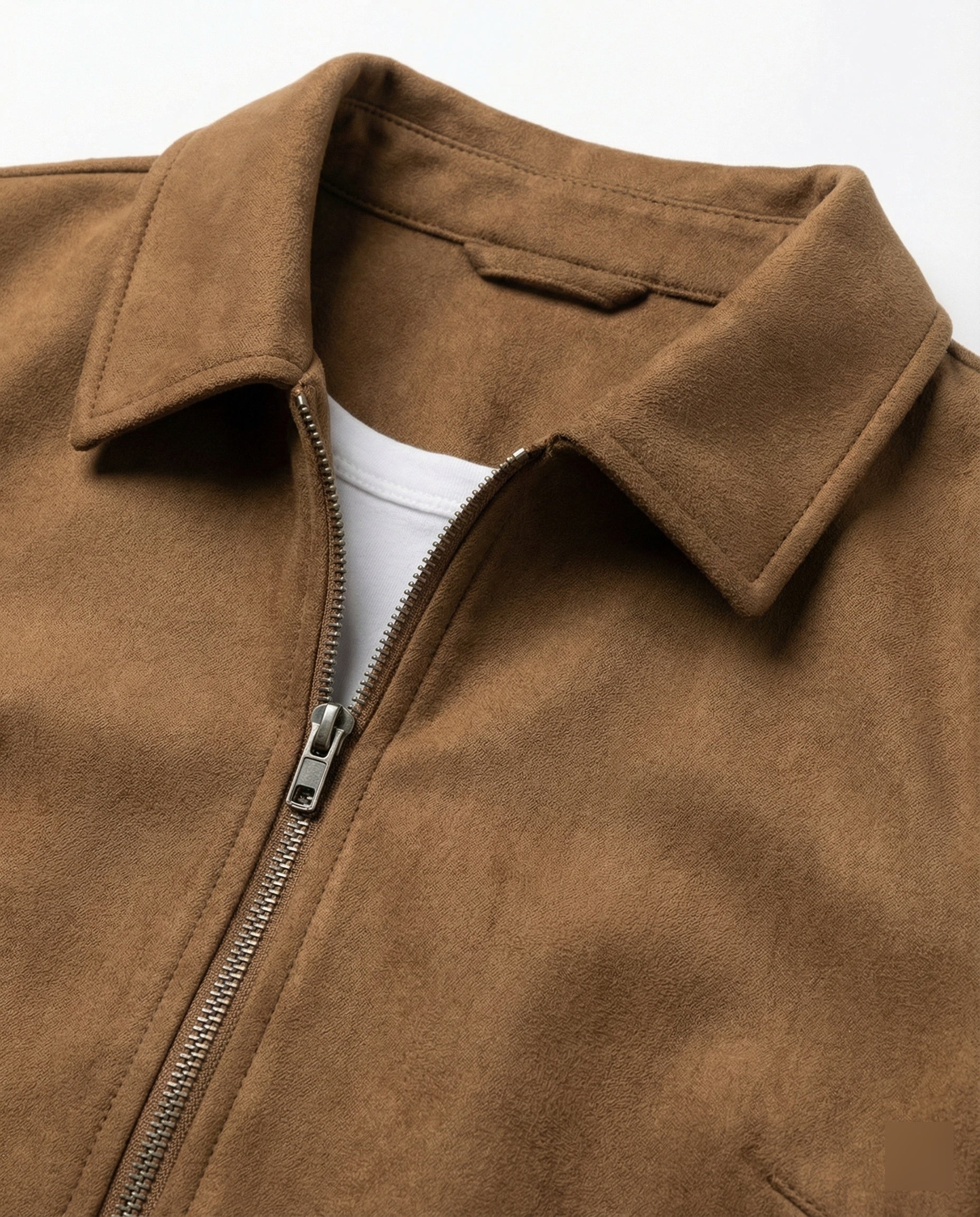 Damen Online Shop Mode lässige Oversize Velourslederjacke mit verdecktem Reißverschluss und aufgesetzten Taschen Heidi-Mode - Image 2