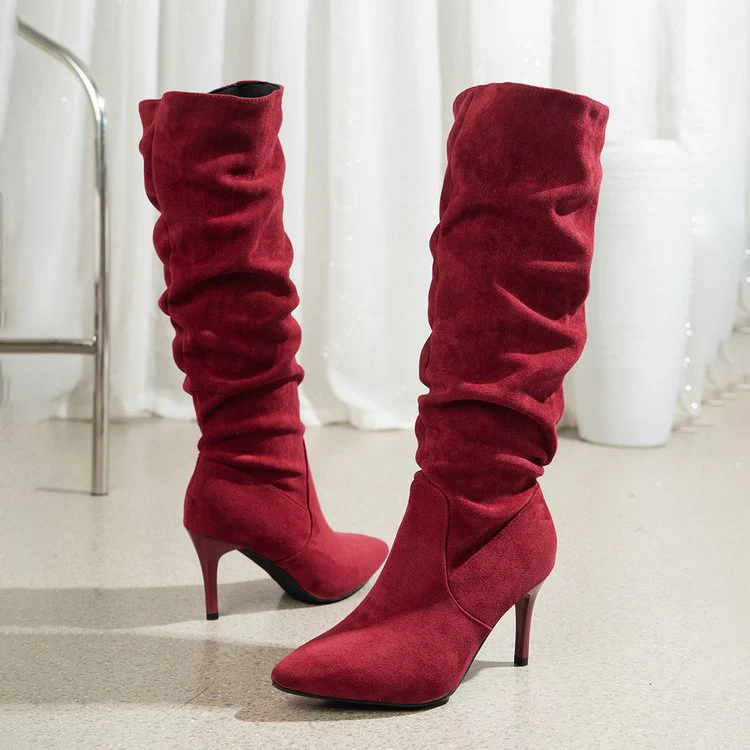 Damen Overknee Stiefel mit elegantem Falten-Design und elegantem Stiletto-Heel Heidi Mode - Image 3