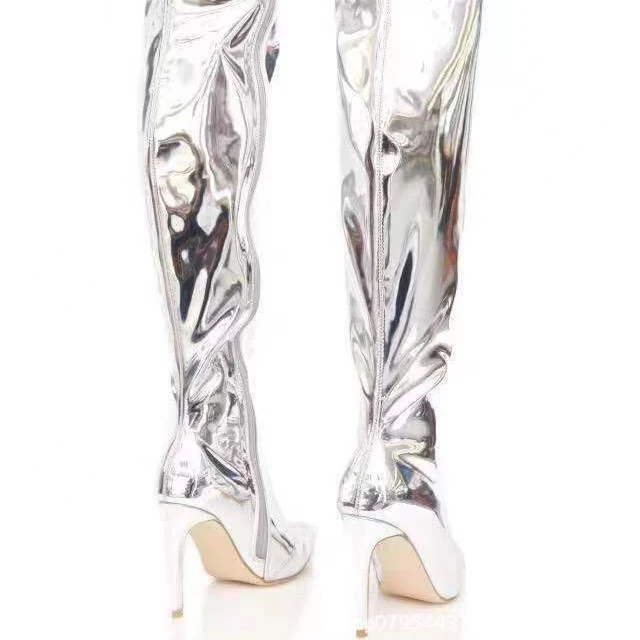 Damen Overknee Stiefel mit glänzender Oberfläche und elegantem Stiletto-Heel Heidi Mode - Image 3