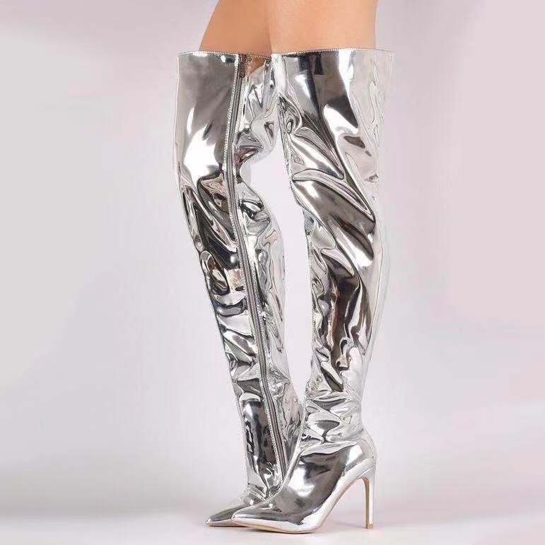Damen Overknee Stiefel mit glänzender Oberfläche und elegantem Stiletto-Heel Heidi Mode - Image 7