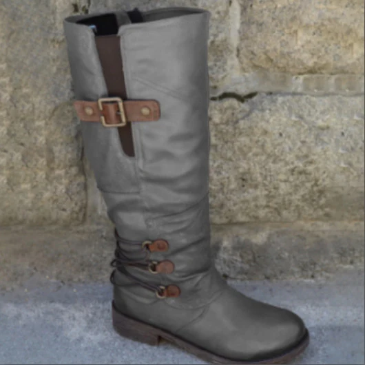 Damen Overknee Stiefel mit modischem Riemendesign und komfortablem Blockabsatz Heidi Mode - Image 2